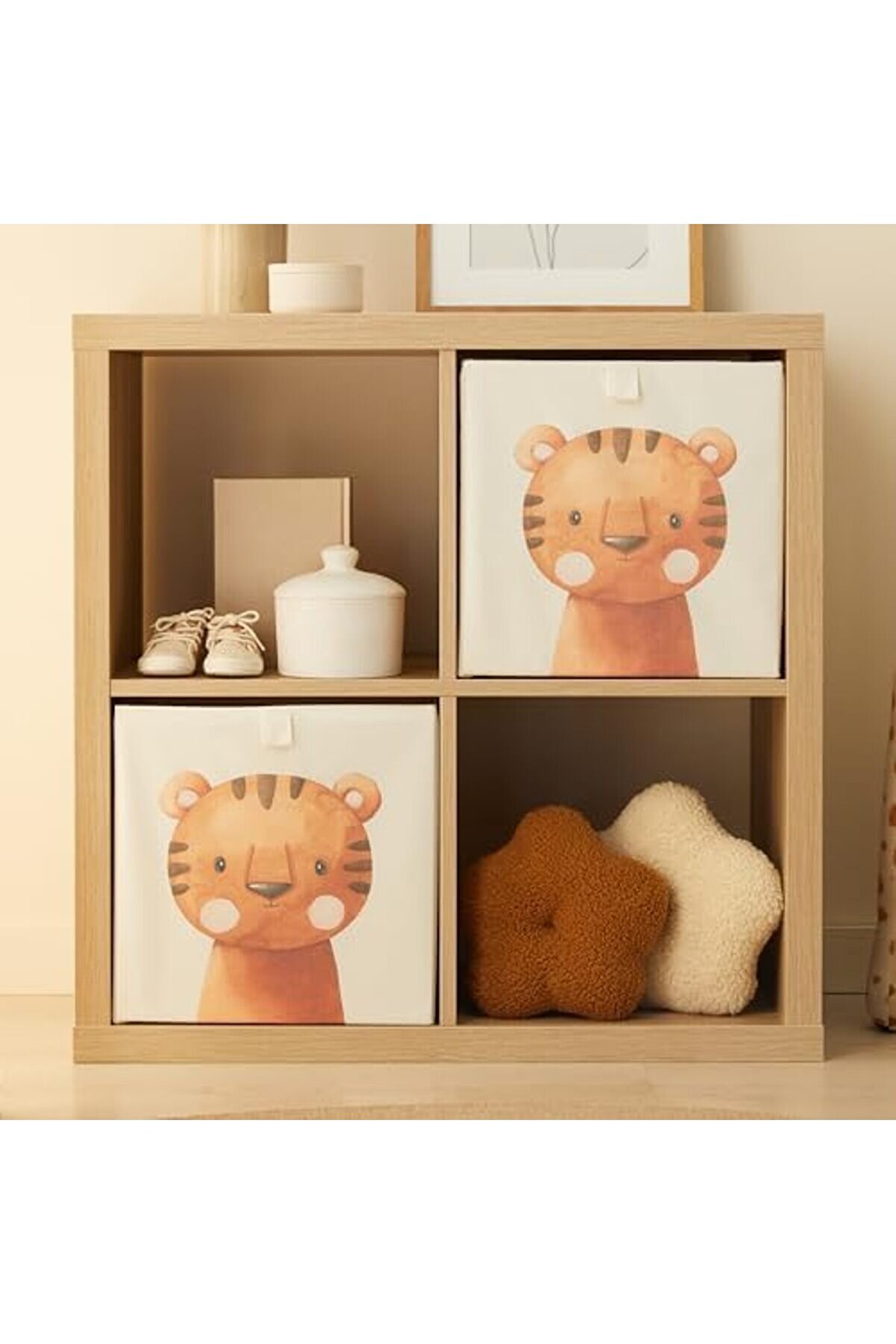 Oskyshopc Texti̇le 2 Li̇ Çocuk Odası Sevi̇mli̇ Kaplan Kutu Set 33 X 30 X 33 Cm Newdesi̇ng 842385