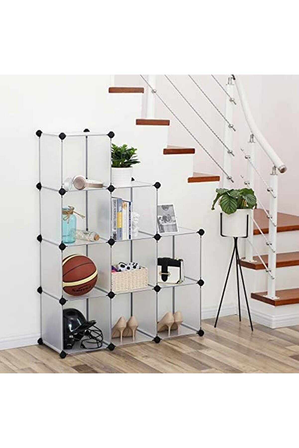 Modazone 9 B&ouml;lmeli̇ Raf Si̇stemi̇, Ayakkabı Rafı, Rafı, Gi̇ysi̇ Dolabı, Oyuncak Dolabı, 93 X 31 X 123 Cm,