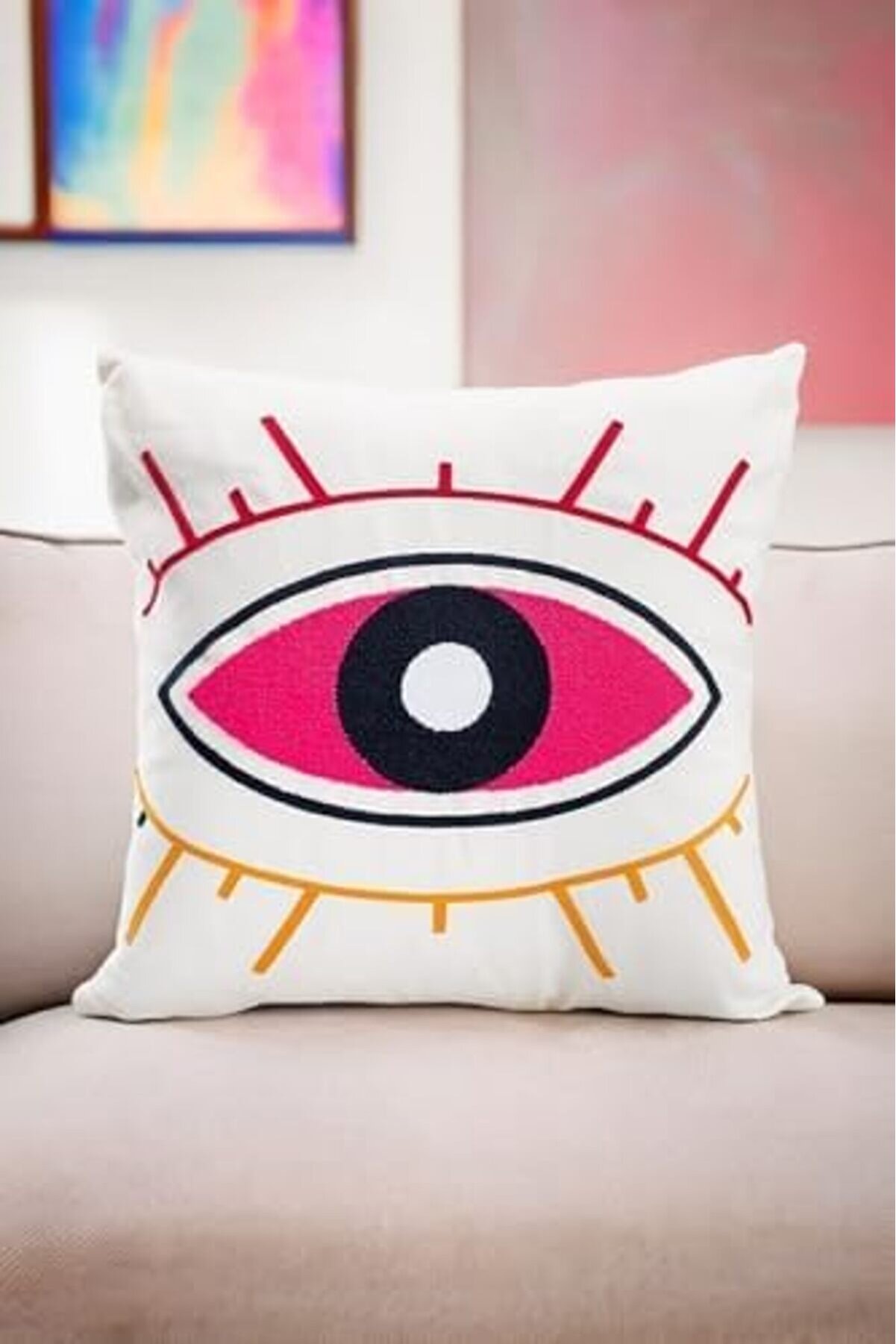 Ynsshopi̇ng 45X45 Özel Tasarım Panç Süzene Desen Dekorati̇f Kırlent Kılıfı Modern Beyaz 20 Newtrrendi̇n