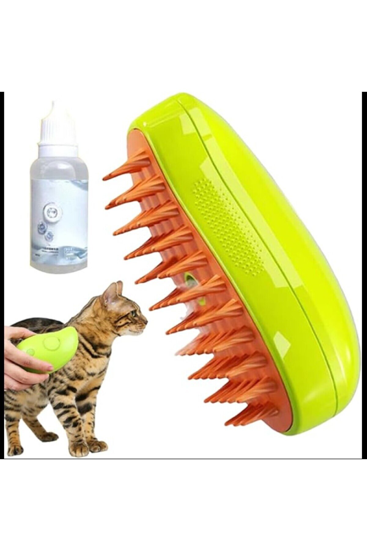 Buharlı Kedi̇ Tarağı – Tüy Toplama & Masaj Etki̇li̇ Kedi̇ Fırçası + Su Spreyi̇ Hedi̇yeli̇