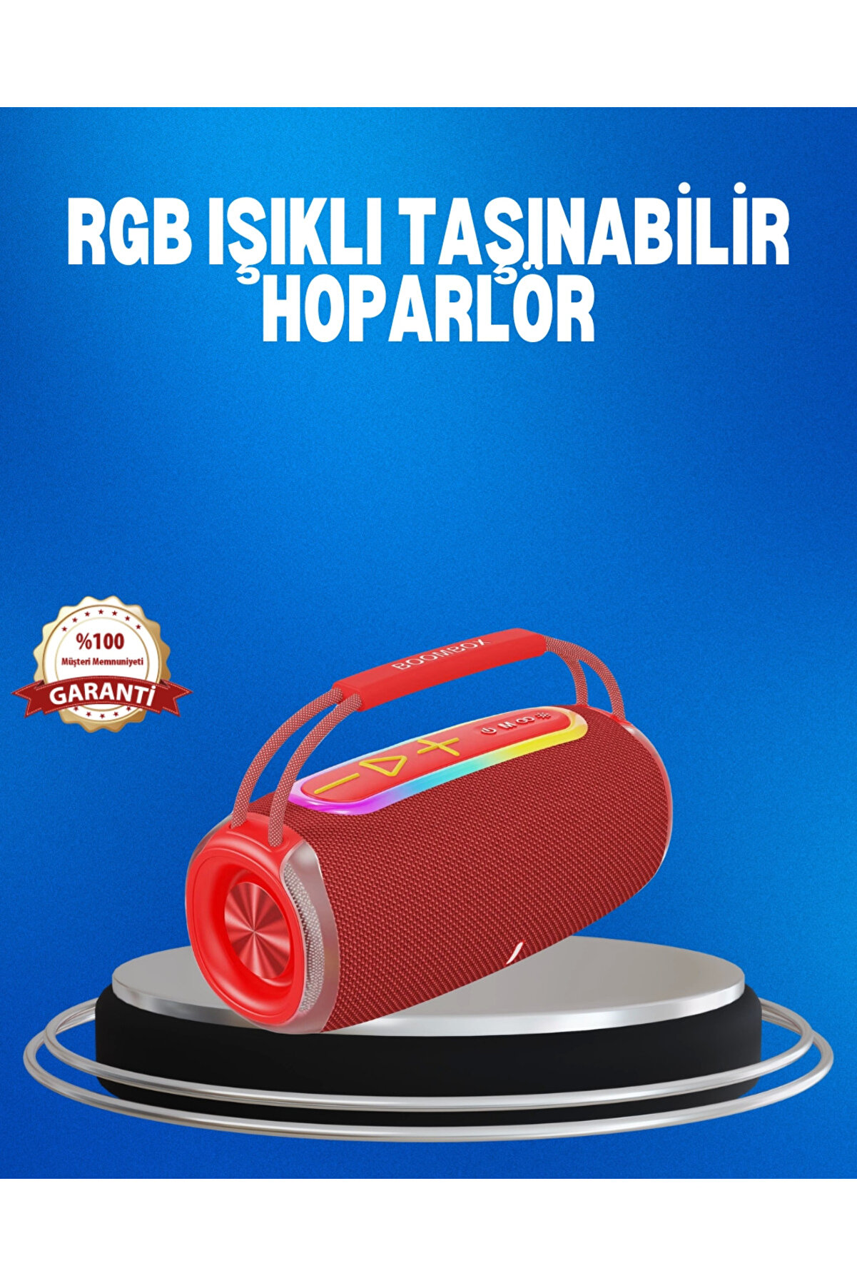 gizmurstore RGB LED Işıklı 20W Taşınabilir Hoparlör Bluetooth 5.3 + Type-C Şarj