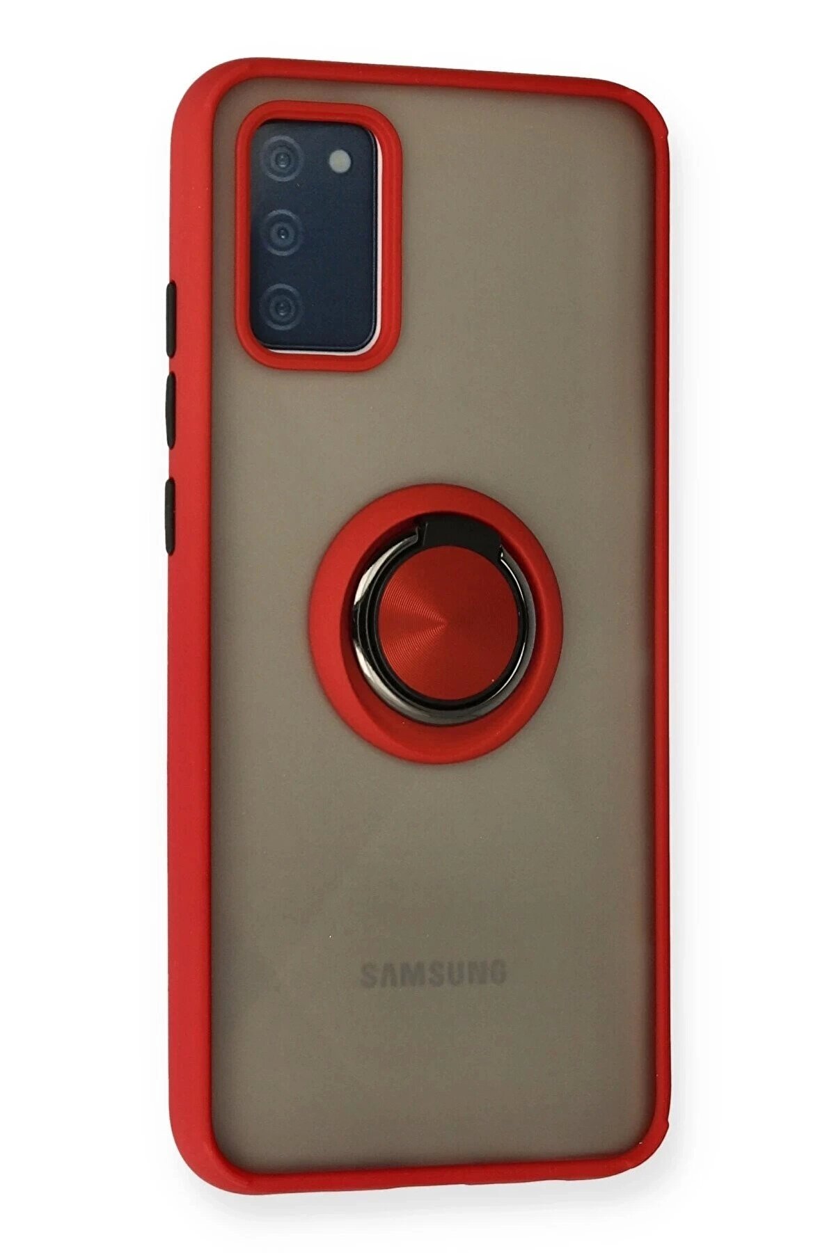 Newface Samsung Galaxy A02S Kılıf Montreal Yüzüklü Si̇li̇kon Kapak - Kırmızı