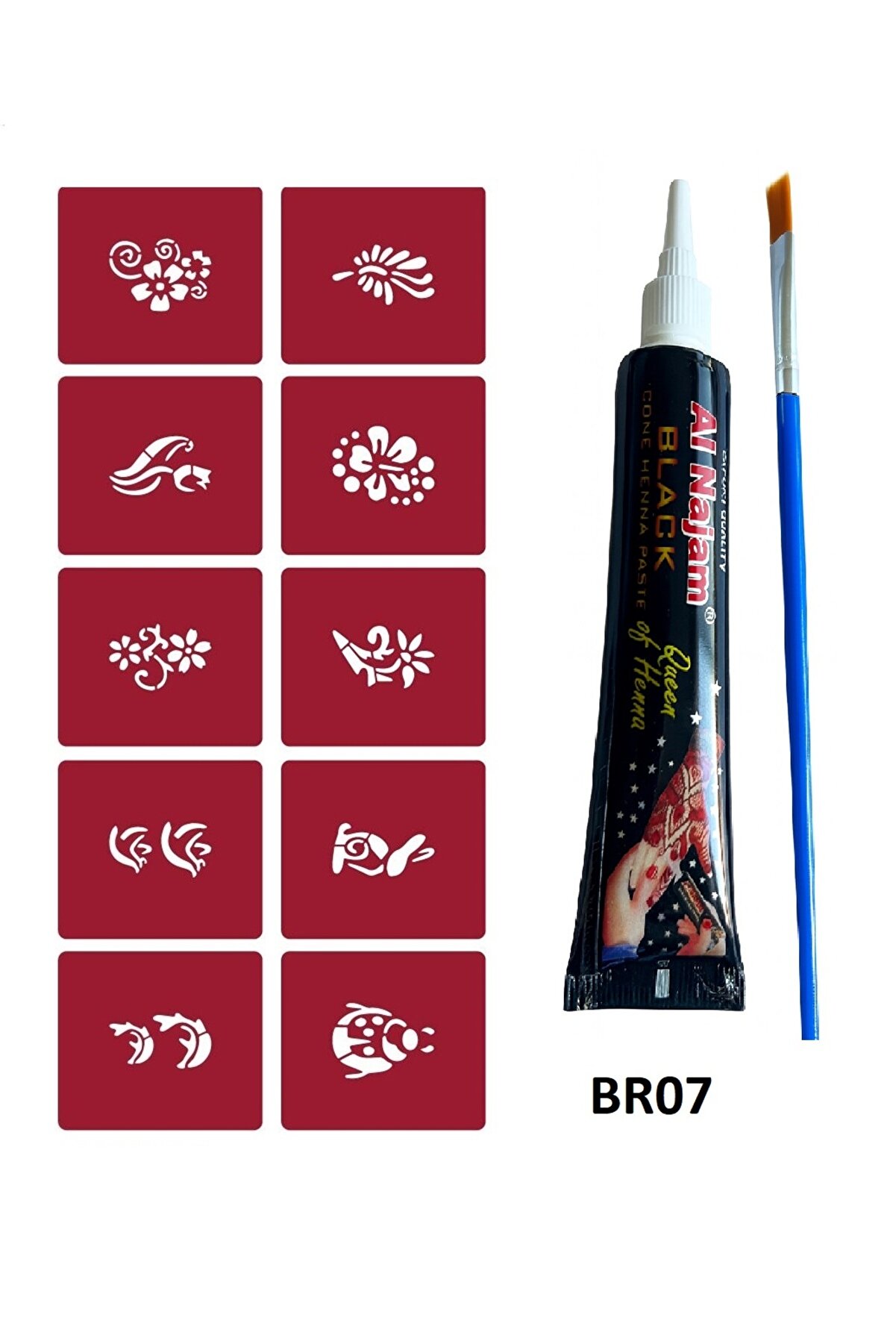 Enhavalı Mi̇ni̇mal Geçi̇ci̇ Dövme Yapma Seti̇ 10 Desen 1 Tüp Kına Br007