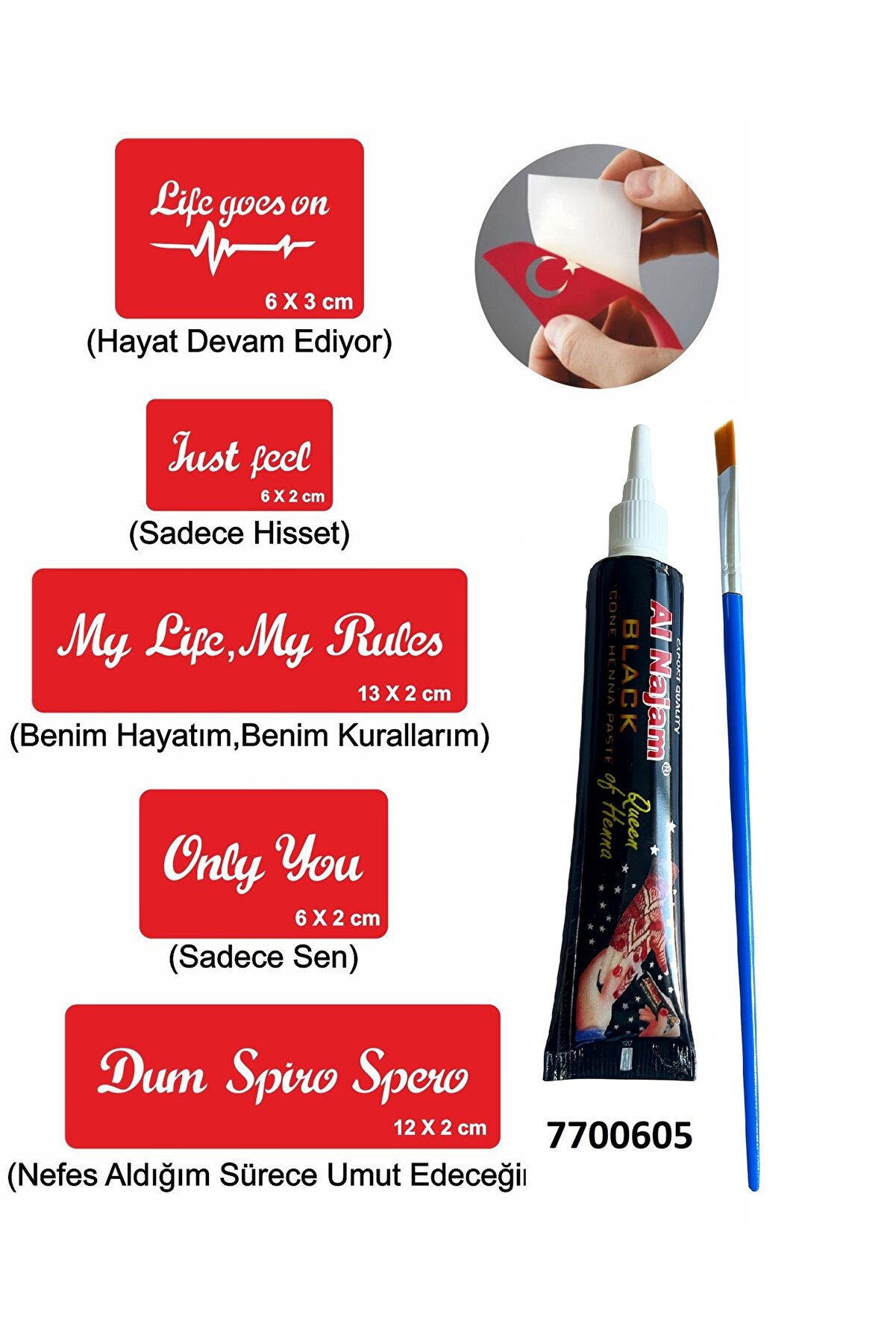 Ai̇rbrush Tattoo Ingi̇li̇zce Sloganlar Hi̇nt Kınası Ile Geçi̇ci̇ Dövme Yapma Seti̇