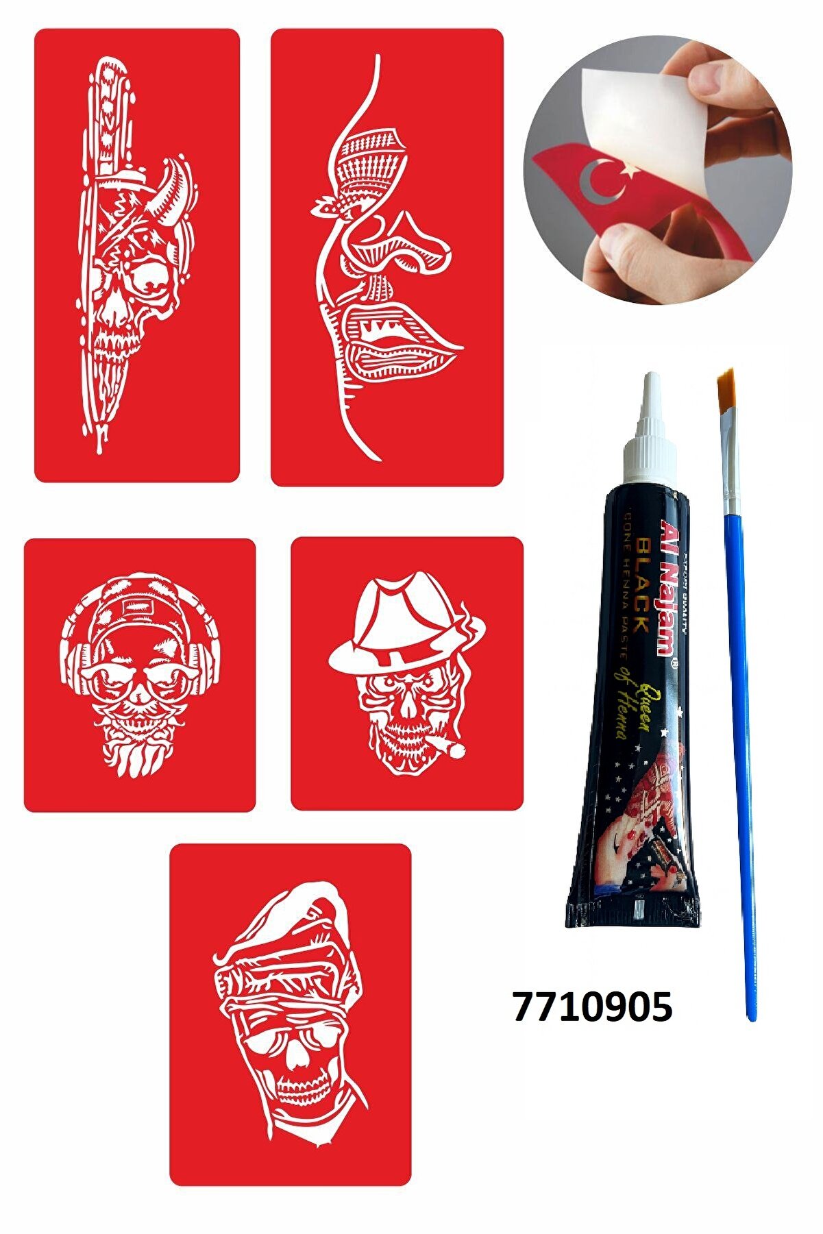 Ai̇rbrush Tattoo Çılgın Kuru Kafalar Hi̇nt Kınası Ile Geçi̇ci̇ Dövme Yapma Seti̇