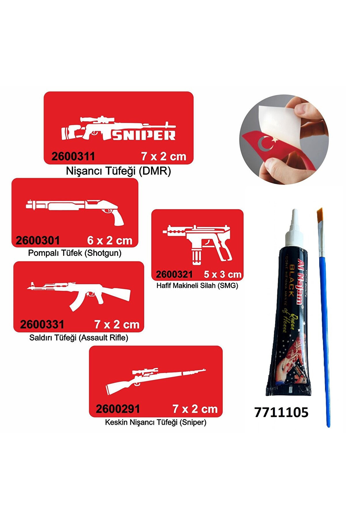 Ai̇rbrush Tattoo Si̇lah Desen Seri̇si̇ Hi̇nt Kınası İle Geçi̇ci̇ Dövme Yapma Seti̇