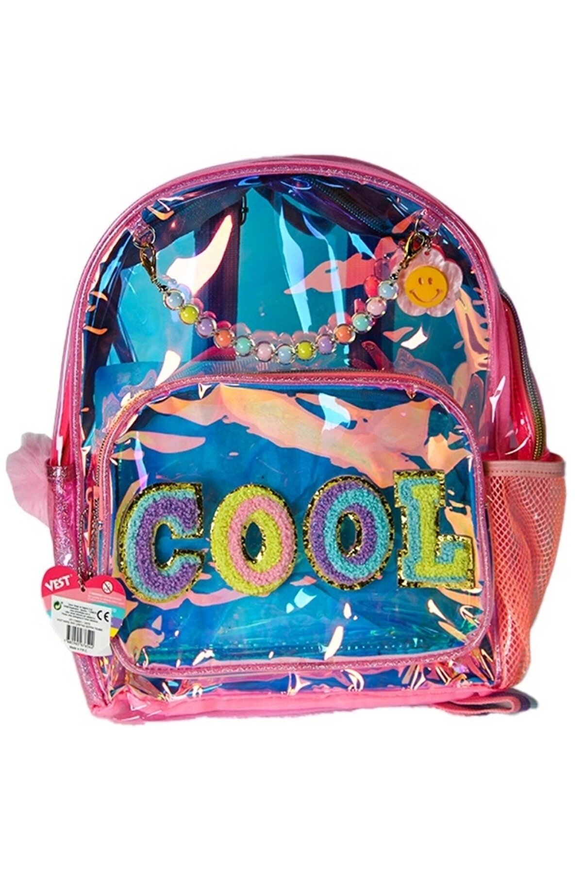 gizmurstore Nessiworld Vest Nakış Sırt Çantası Şeffaf Pembe