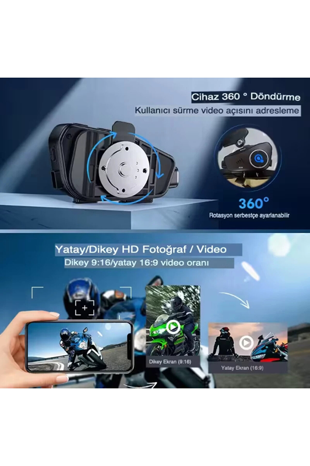 Ethab Ti̇caret Q28 Kameralı Motosi̇klet Kask Kulaklığı