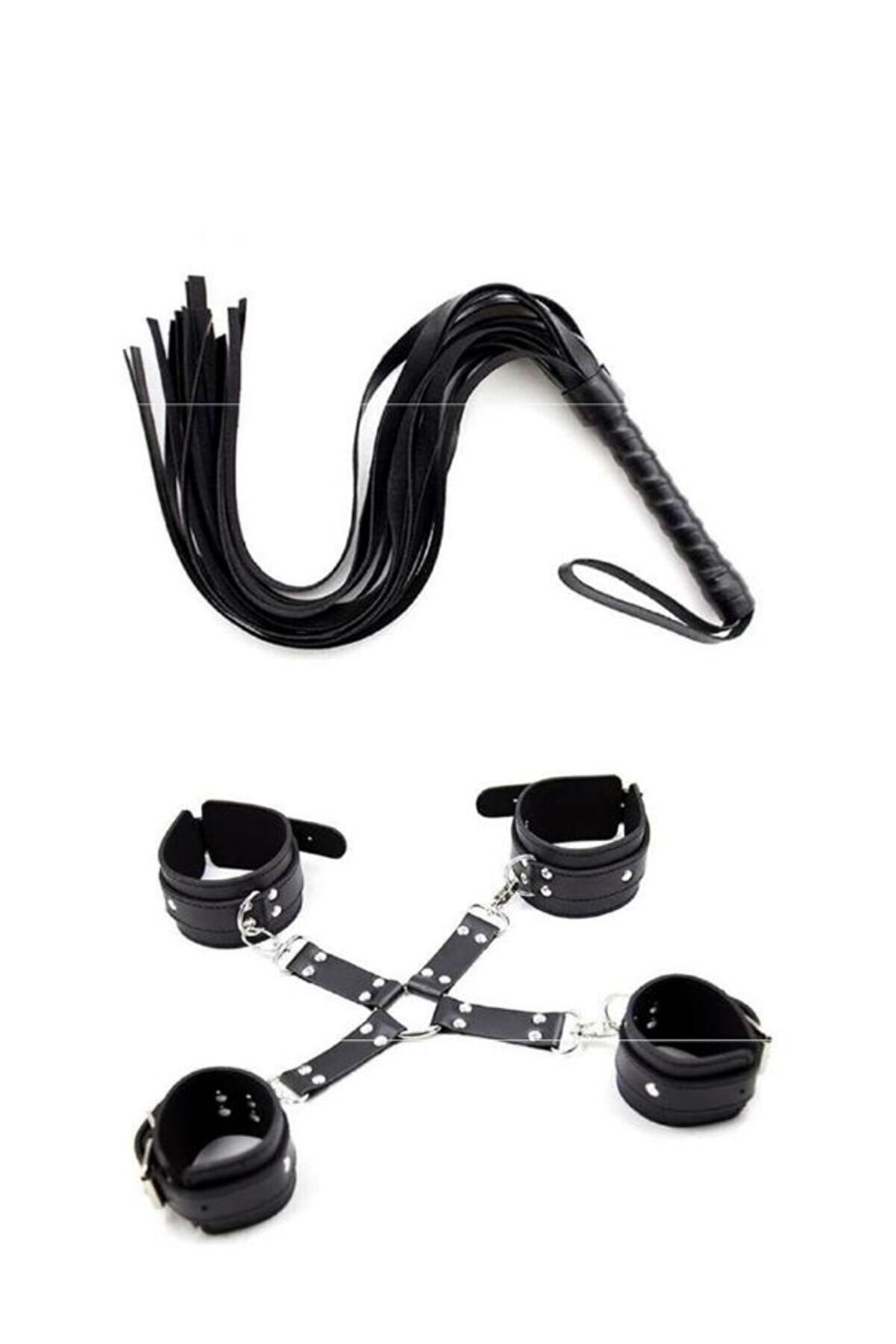YUMYSHOP Censan Siyah Kelepçe Kırbaç Set