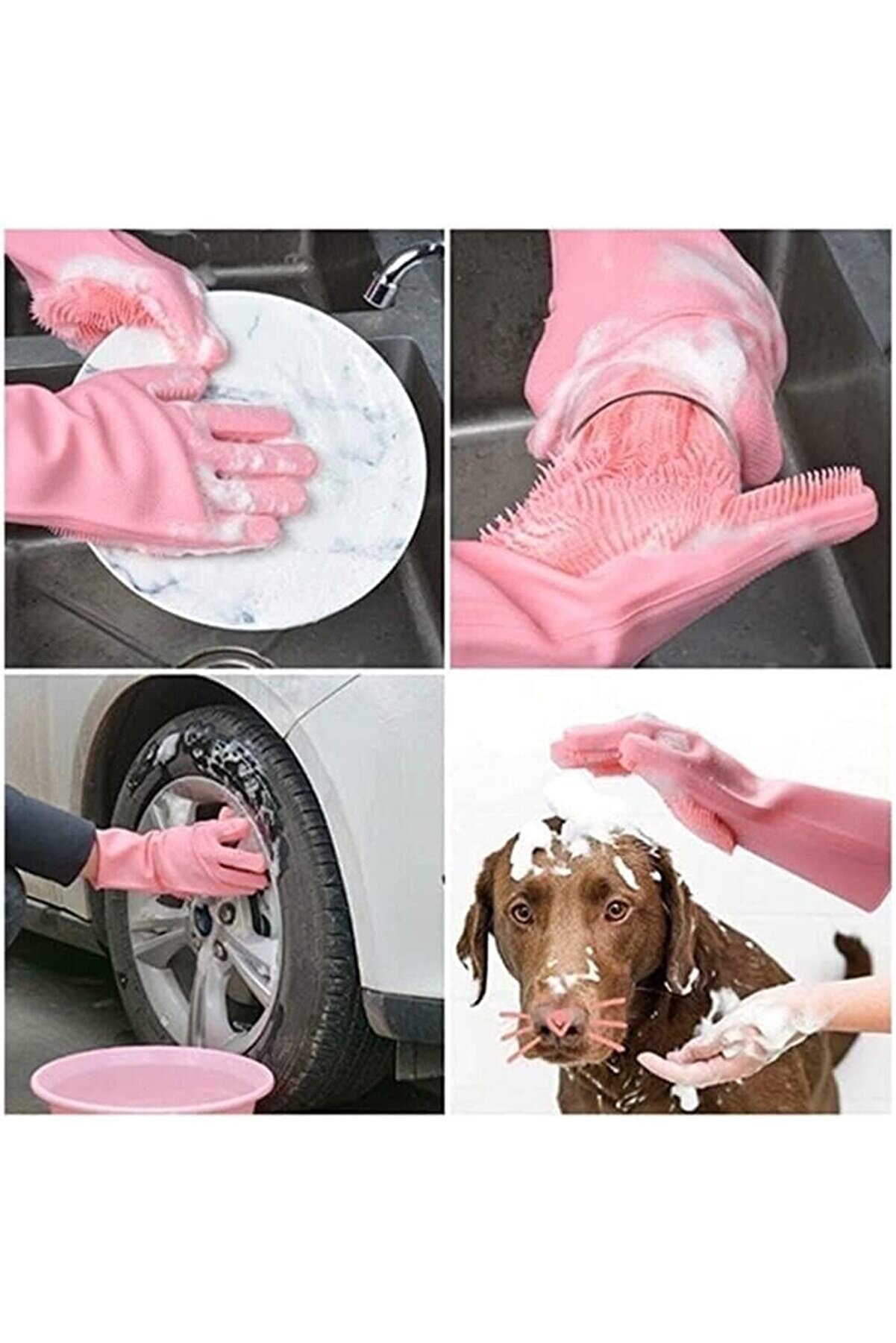 Aclyashop Si̇li̇kon Yıkayıcı Eldi̇venler | Bulaşık Temi̇zleme Eldi̇venleri̇ - Mutfak,, Araba, Evci̇l Hayvan