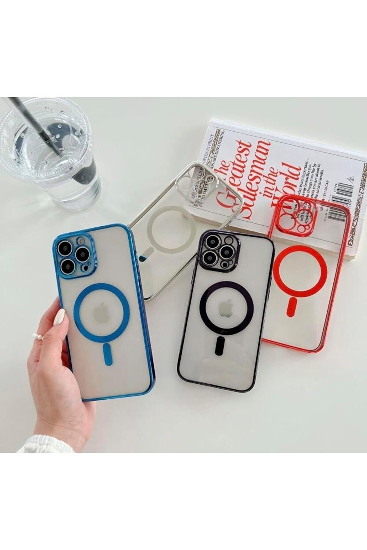 STOREMAX aks 13 pro için kablosuz şarj ile uyumlu, kamera lens korumalı kılıf mavi