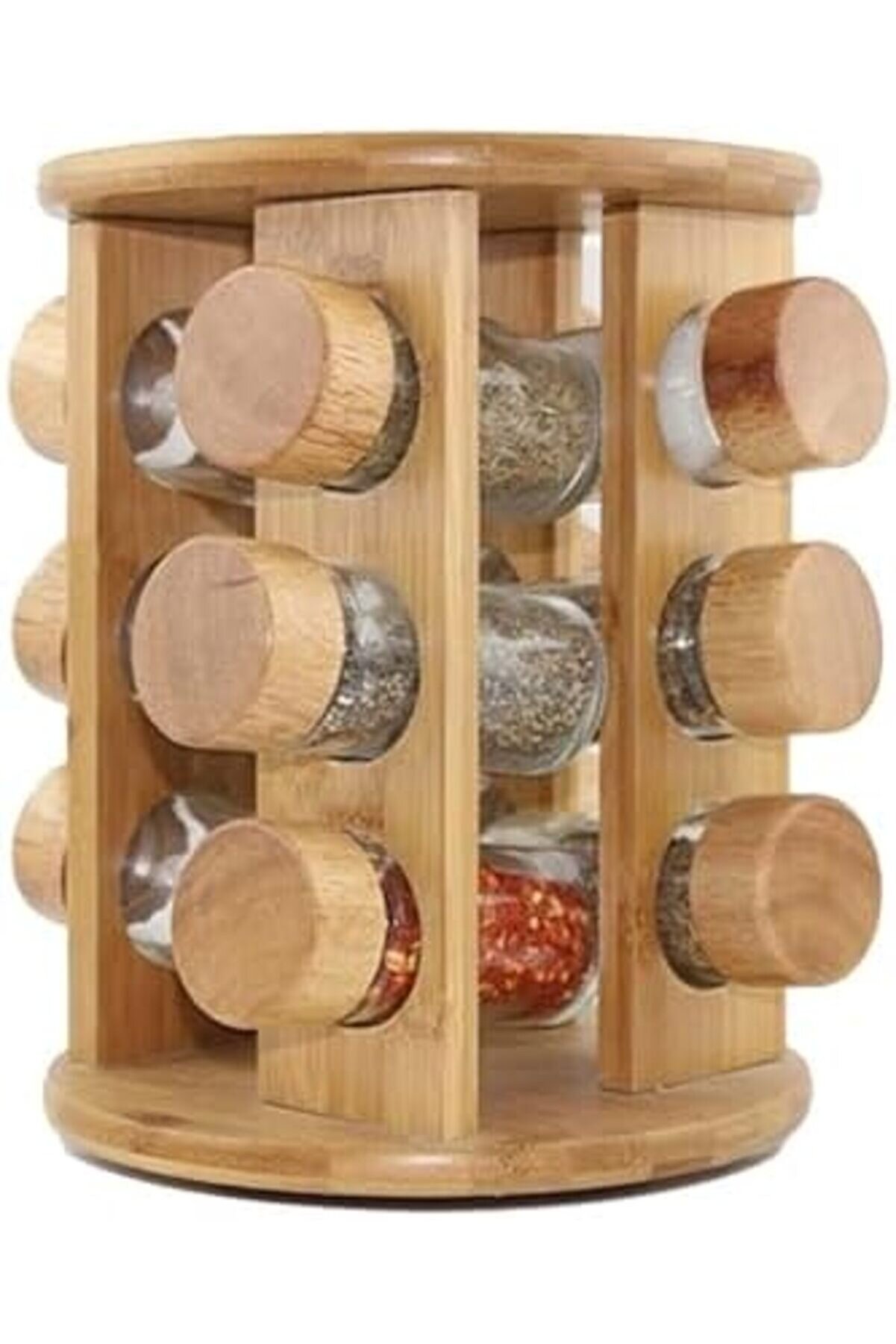 Ynsshopi̇ng Bambu Döner Şık Seti̇ 13 Parça, Mutfak Tezğahına Uygun Bambu Yer Kaplamayan Cam Şi̇şe Döner