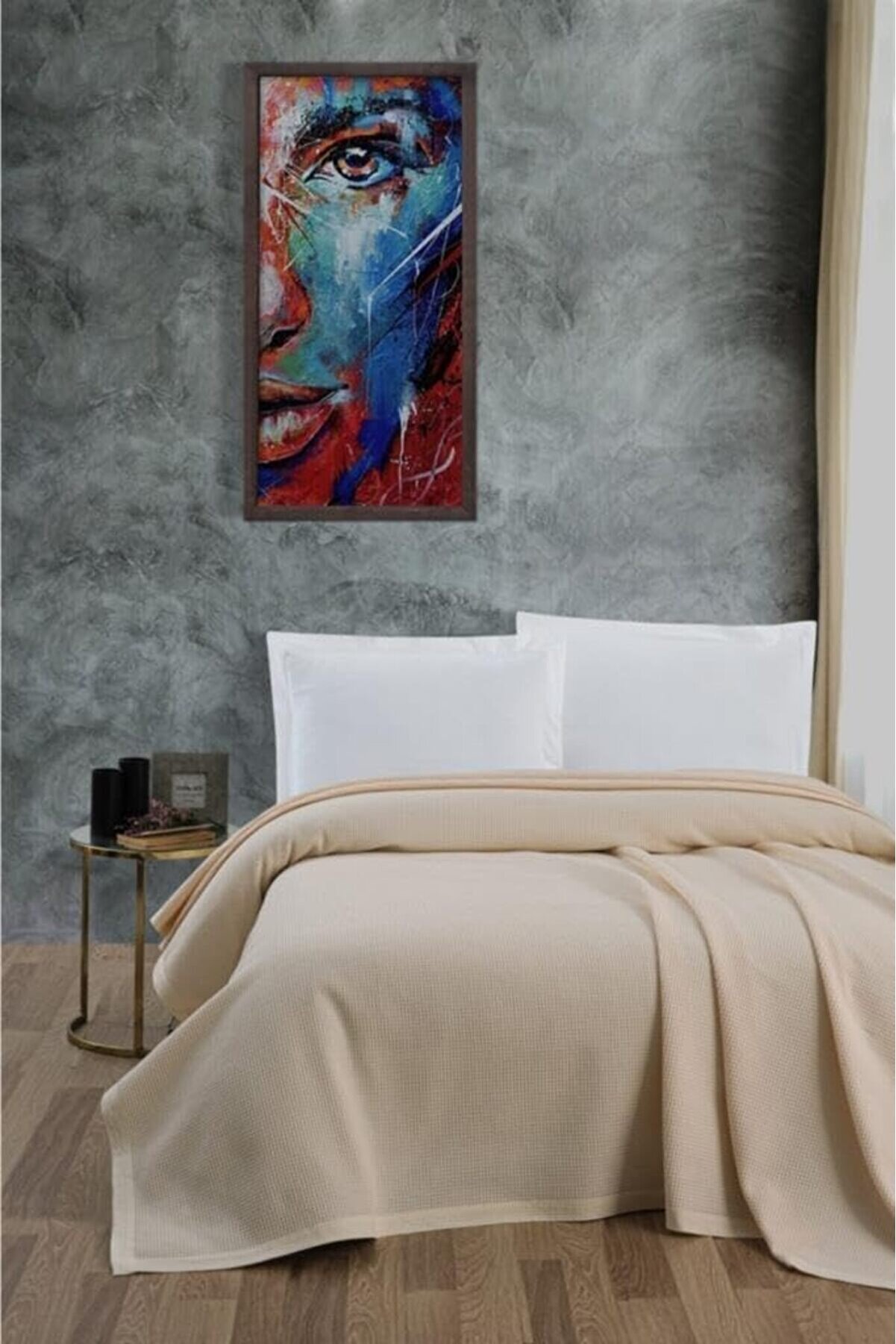 STOREMAX Klimalı Pike,%100 Pamuk Petekli Pike, Dörtmevsim Pike Battal Boy 240x260 Krem