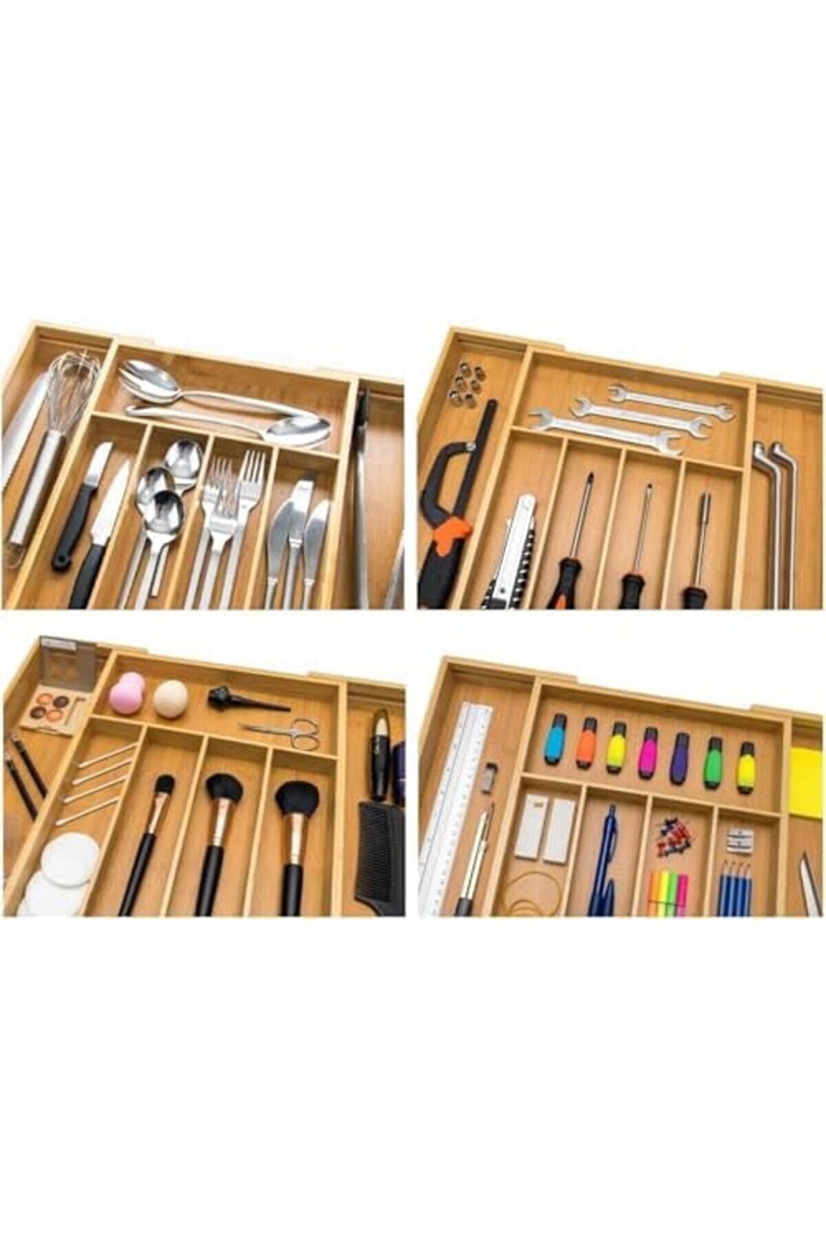 Lvnshop 7 Bölmeli̇ Bambu Kaşıklık – Çekmece İçi̇ Düzenleyi̇ci̇ Organi̇zer | Ahşap, Şık Ve