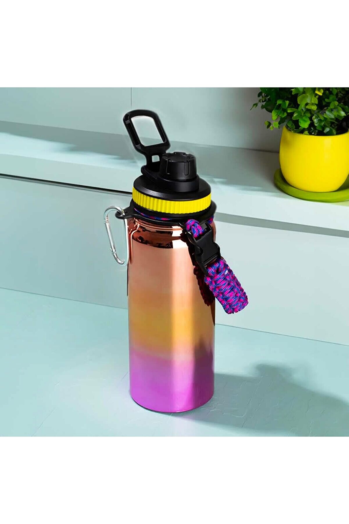 STOREMAX lvnshop 1395-1 Paslanmaz Çelik Sızdırmaz Çift Katmanlı Taşıma Askılı Çay Kahve Termosu Bakır 700 ml