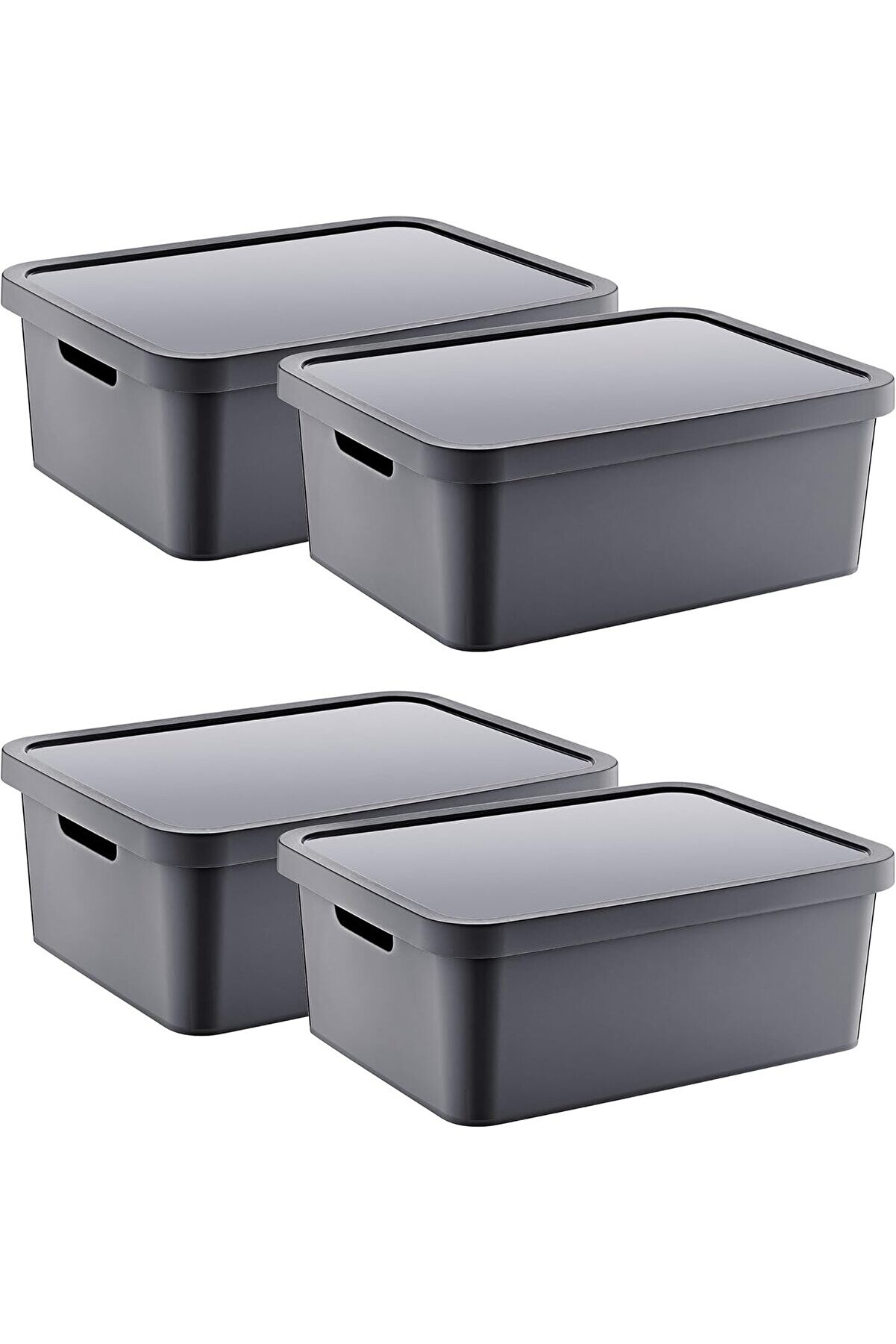 Lvnshop 4 L&uuml; Set Stafi̇ &Ccedil;ok Ama&ccedil;lı Kapaklı Kutu 12 Lt - Antrasi̇t, &Ccedil;ok Ama&ccedil;lı Kapaklı Kutu, Ev-Ofi̇s-De