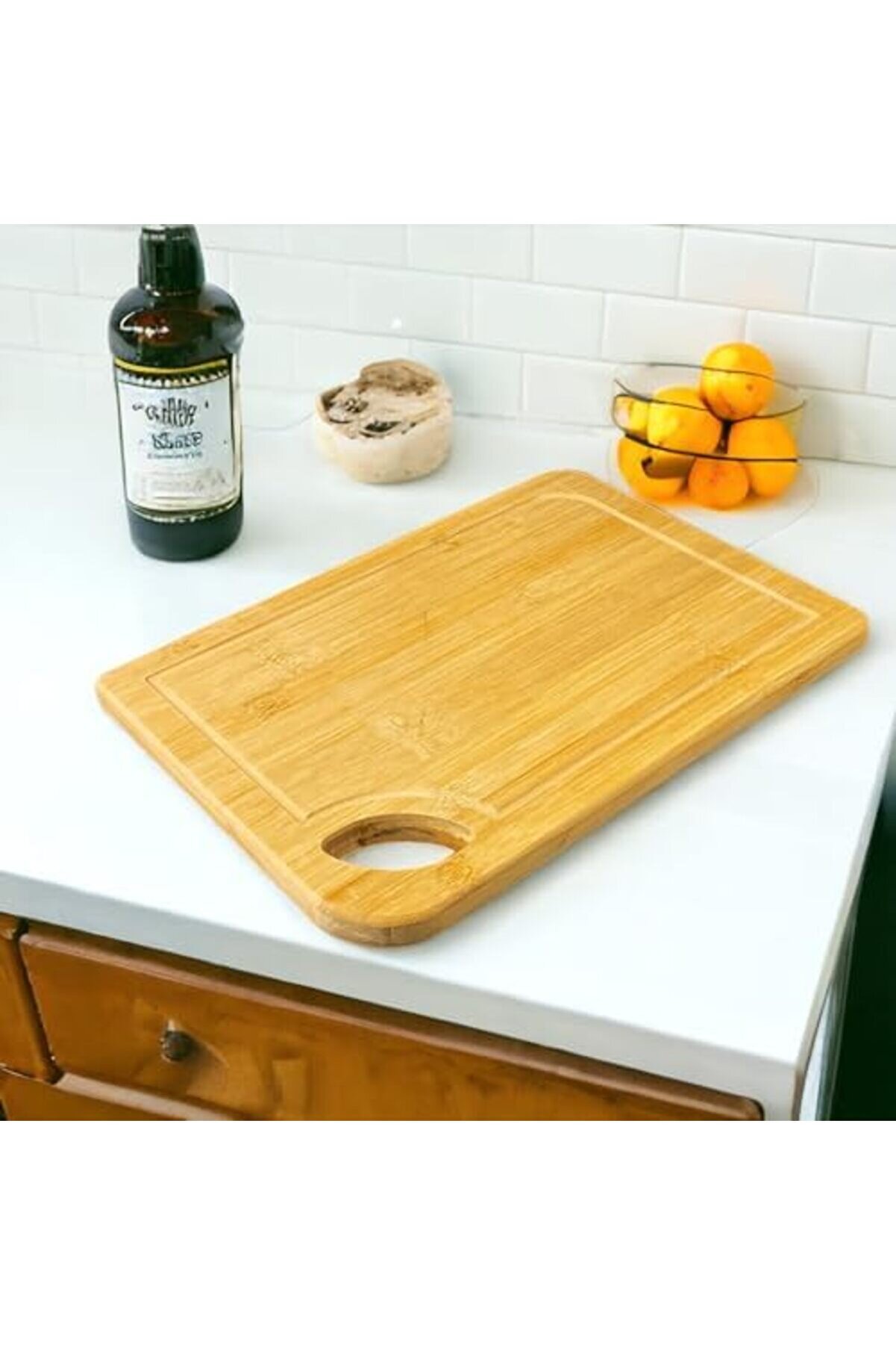 Lvnshopppi̇ng Bambu Kesme Tahtası Anti̇bakteri̇el Yıkanabi̇li̇r Doğrama Tahtası Di̇kdörtgen 34X24 Cm