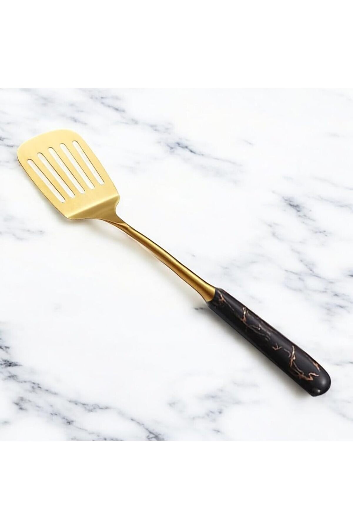 STOREMAX ynsShoping Mermer Desenli Saplı Paslanmaz Çelik Spatula, 304 Kalite 18/10, Rengi, Servis Sunum Spatu