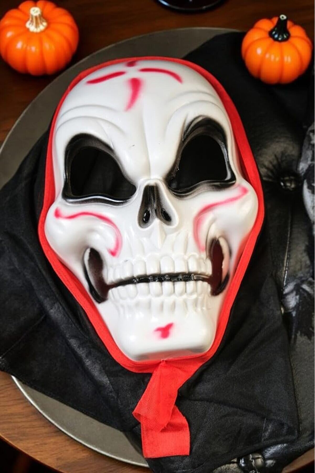 STOREMAX jptrShop Halloween Maske İskelet Tüllü Kırmızı Beyaz 1111498