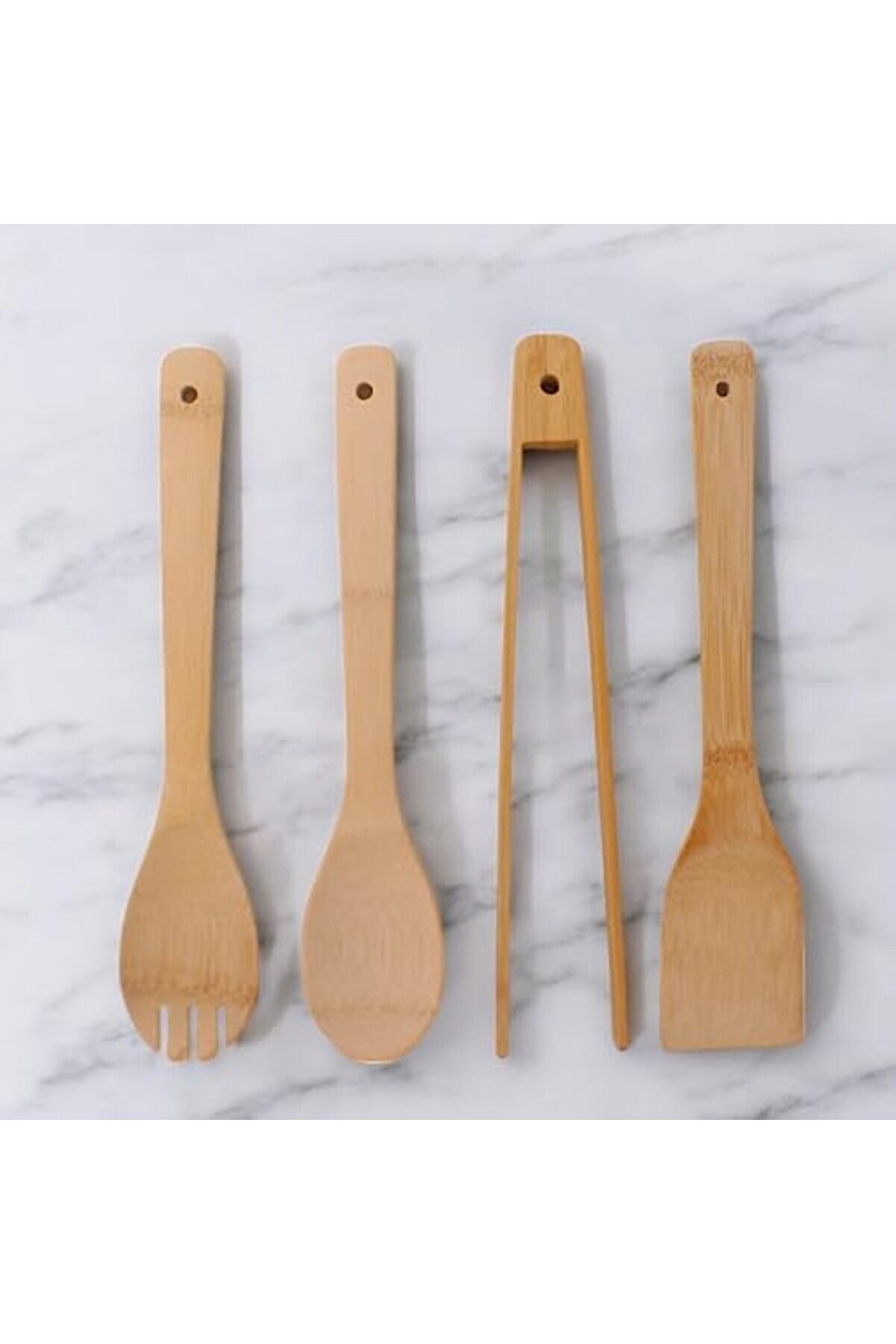 Polysi̇ght Bambu Servi̇s Ve Spatula Seti̇ 4 Lü Set, 4 Adet Bambu Servi̇s Seti̇ - Şıklıkla Sofranızı Tamam