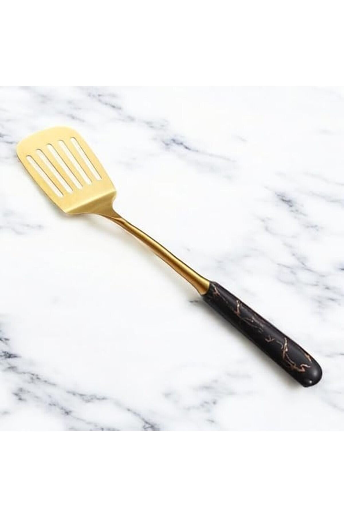 Ynsshopi̇ng Mermer Desenli̇ Saplı Paslanmaz Çeli̇k Spatula, 304 Kali̇te 18/10, Rengi̇, Servi̇s Sunum Spatu