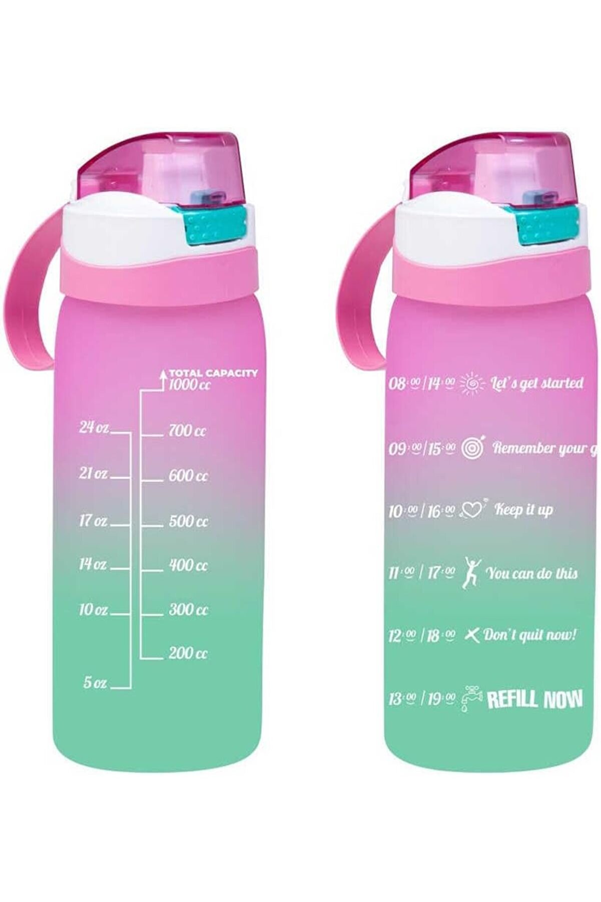 STOREMAX snShop 161646-161 Su Şişesi - Motivasyon Su Matarası - Plastik Renkli Suluk Pembe 1lt 467437