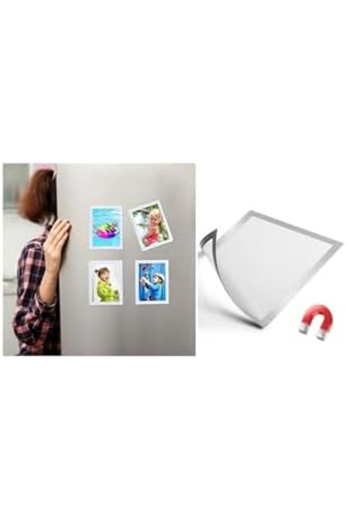 Snshop 10 Adet Mıknatıslı Şömi̇z Manyeti̇k Resi̇m Çerçeve Şeffaf Magnet Şömi̇z Dosya 10X15 Cm