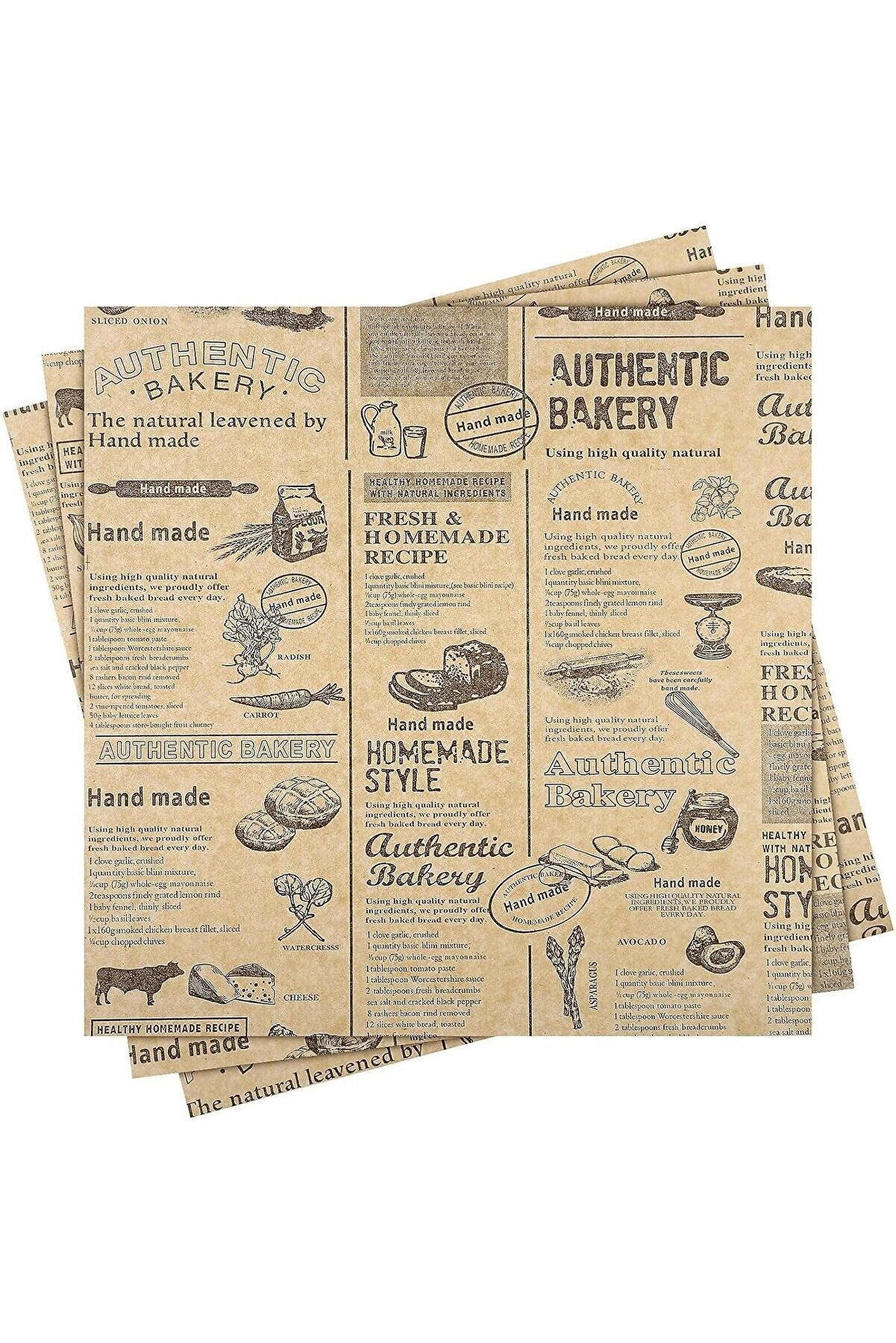 STOREMAX snShop Vintage Gazete Desenli Yağlı Kağıt, Mutfak Sunum Kağıdı, 50 veya 100 Adet Se&ccedil;eneği (