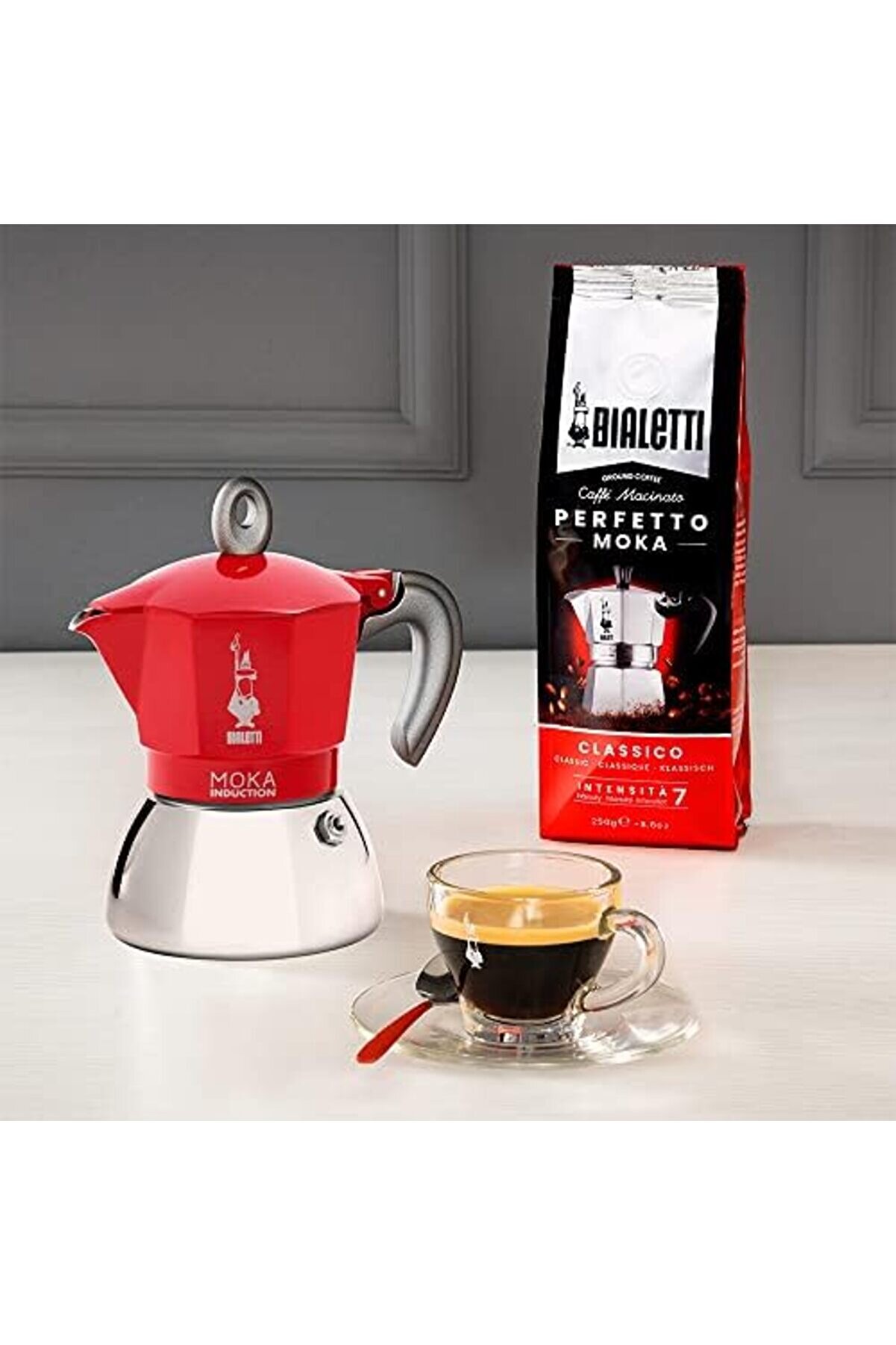- Moka İndüksi̇yon Kırmızı 6 Cups Ocak Üstü Espresso Pi̇şi̇ri̇ci̇ - 280Ml - Alt Hazne Dış Pas