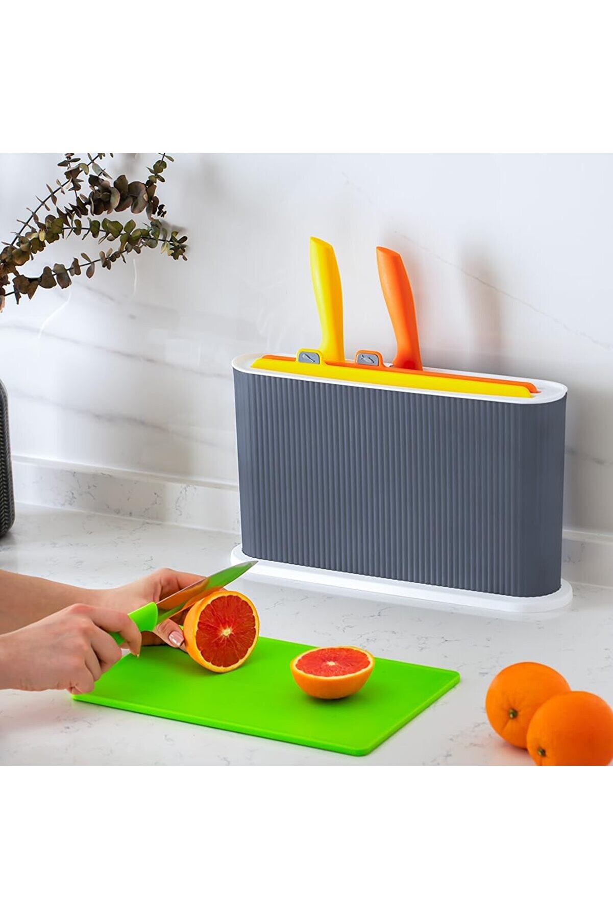 STOREMAX LvnShoppping 1076 Bıçaklı Çoklu Kesme Tahtası Seti - Et Sebze Balık Doğrama Tahtası Seti - B