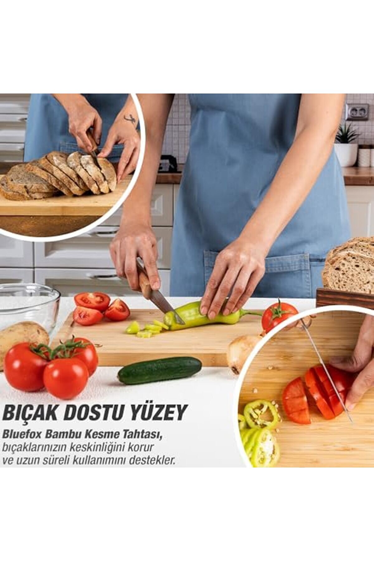 Lvnshopppi̇ng 3 Ü 1 Arada Bambu Kesme Tahtası Doğrama Tahtası, Kesi̇m Cetveli̇ Ve Tepsi̇ Fonksi̇yonl