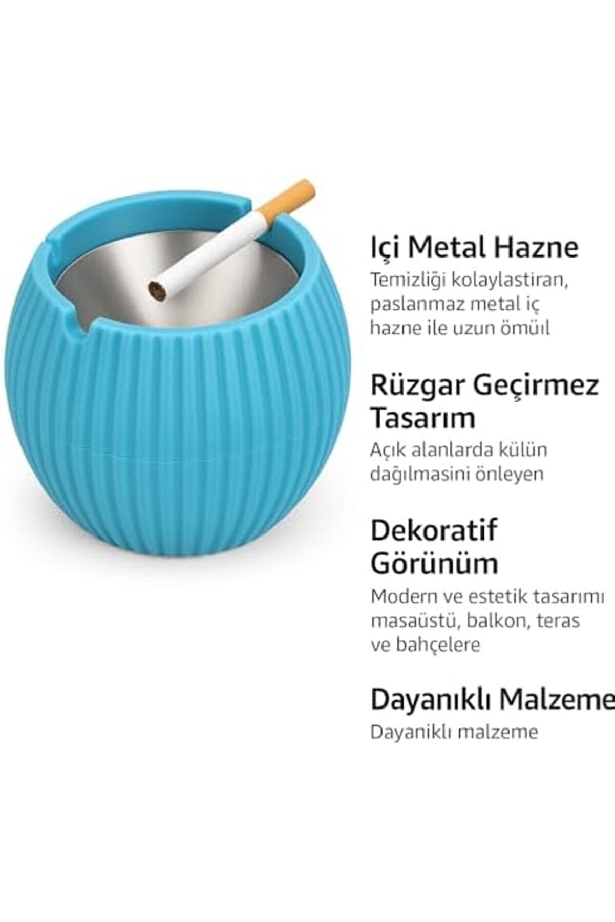 Store Dekorati̇f İçi̇ Metal Hazneli̇ Küllük, Rüzgar Geçi̇rmez, Masa Üstü Ve Bahçe Kullanımı,