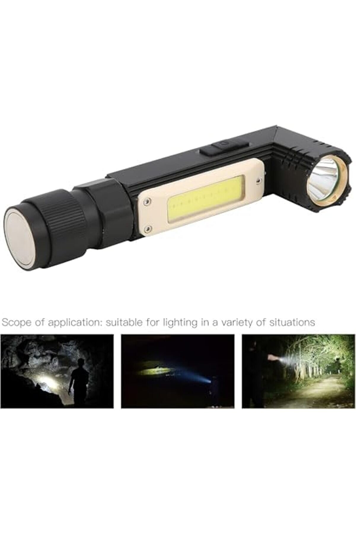 Jptrshop Usb Şarjlı Katlanabi̇li̇r Metal Led El Feneri̇ – 5W + Cob, 800 Lümen, 360° Mıknatıslı