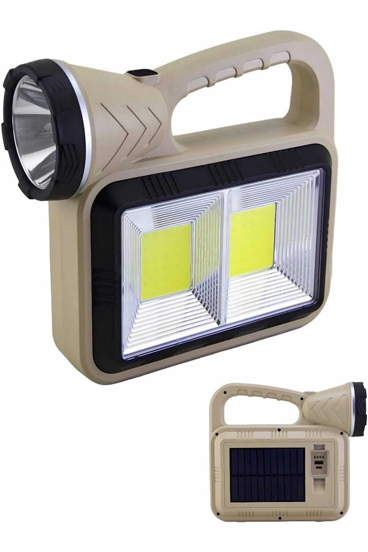 STOREMAX vegaShop Solar Güneş Enerjili Şarjlı LED El Feneri – 3W Ön LED, 2 Yan COB, 16 Arka SMD, 1000