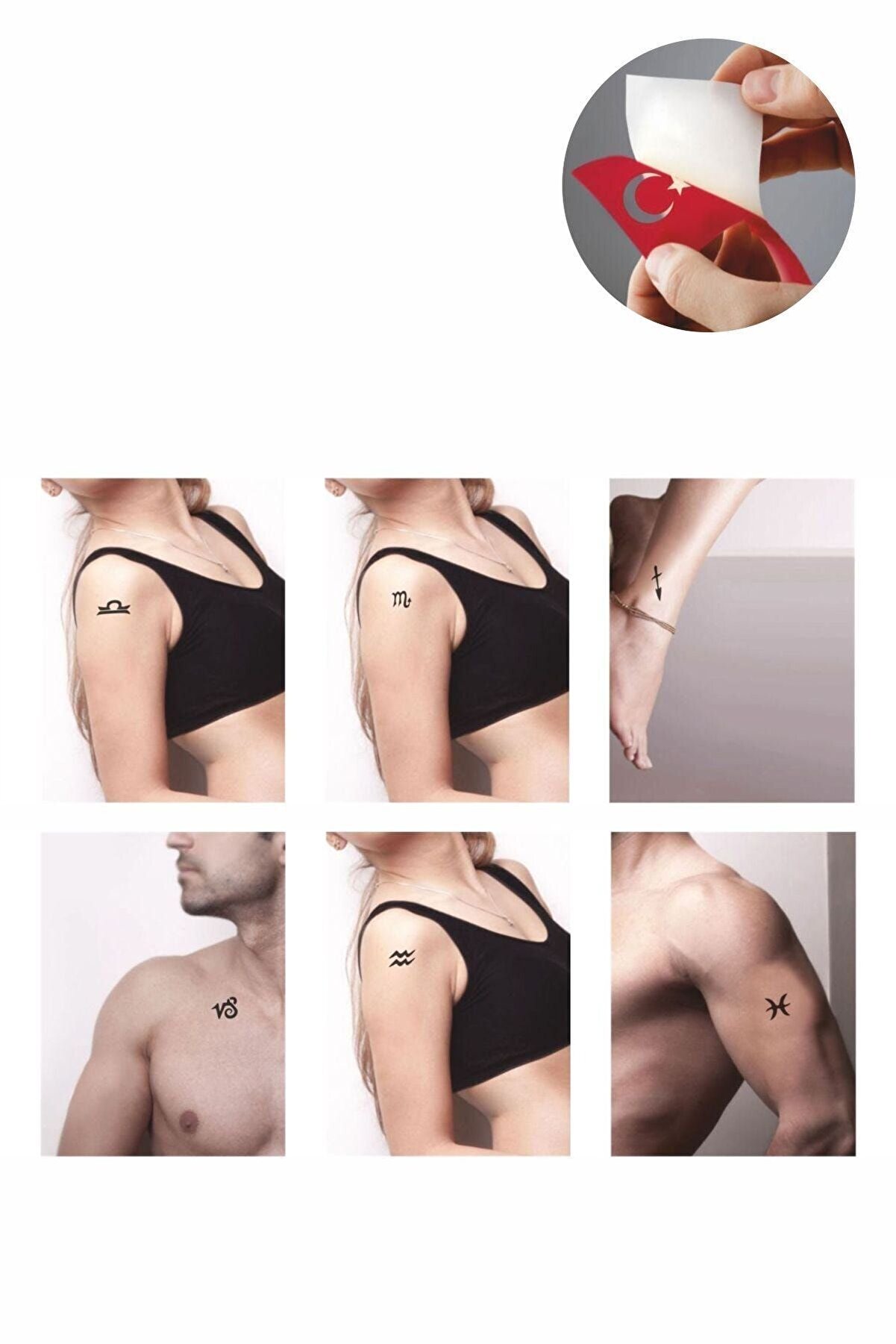 Ai̇rbrush Tattoo Bur&ccedil; Sembolleri̇ Hi̇nt Kınası Ile Ge&ccedil;i̇ci̇ D&ouml;vme Yapma Seti̇