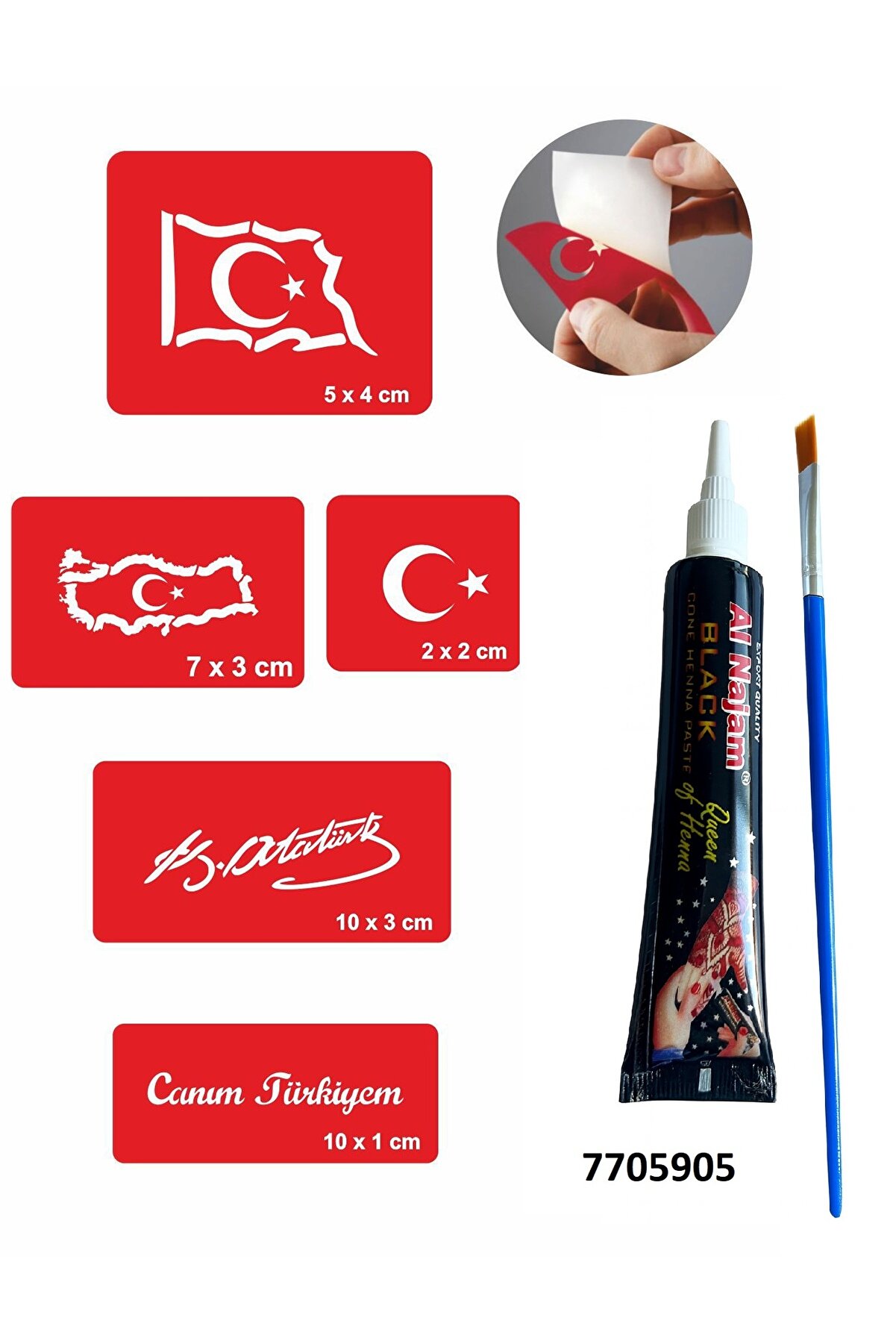 Ai̇rbrush Tattoo Atatürk Ve Bayrak Hi̇nt Kınası Ile Geçi̇ci̇ Dövme Yapma Seti̇