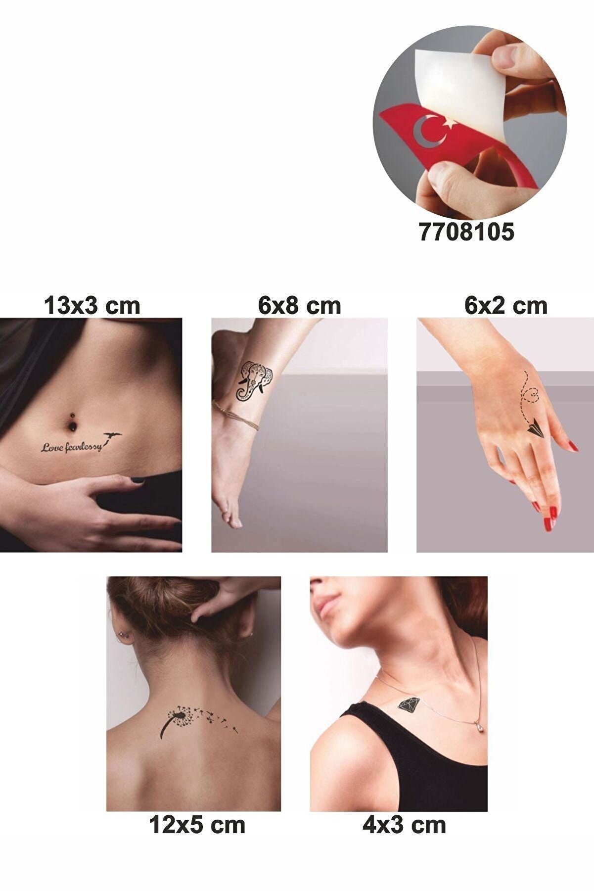 Ai̇rbrush Tattoo Elmas Ve Fi̇l Desenleri̇ Hi̇nt Kınası Ile Ge&ccedil;i̇ci̇ D&ouml;vme Yapma Seti̇
