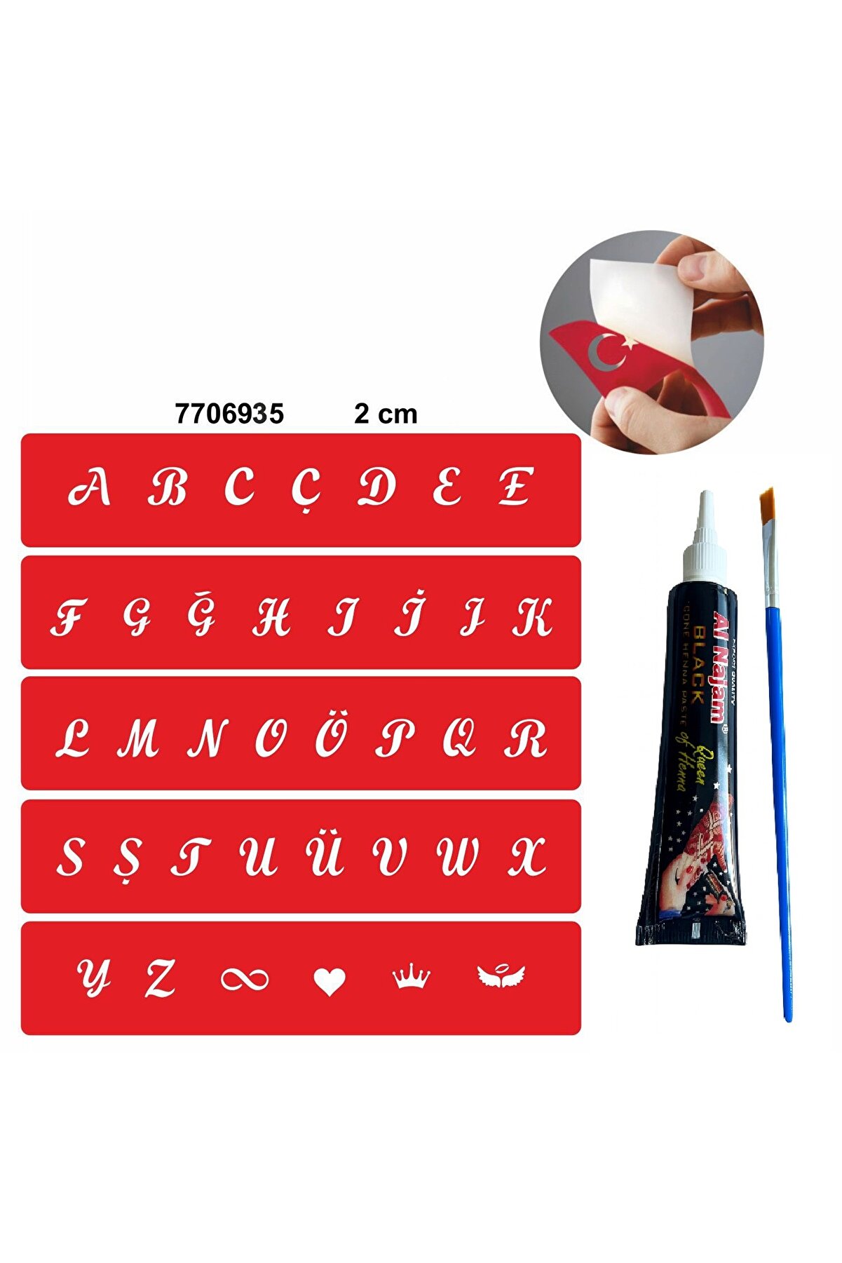 Ai̇rbrush Tattoo Alfabe Büyük Harfler Hi̇nt Kınası Ile Geçi̇ci̇ Dövme Yapma Seti̇