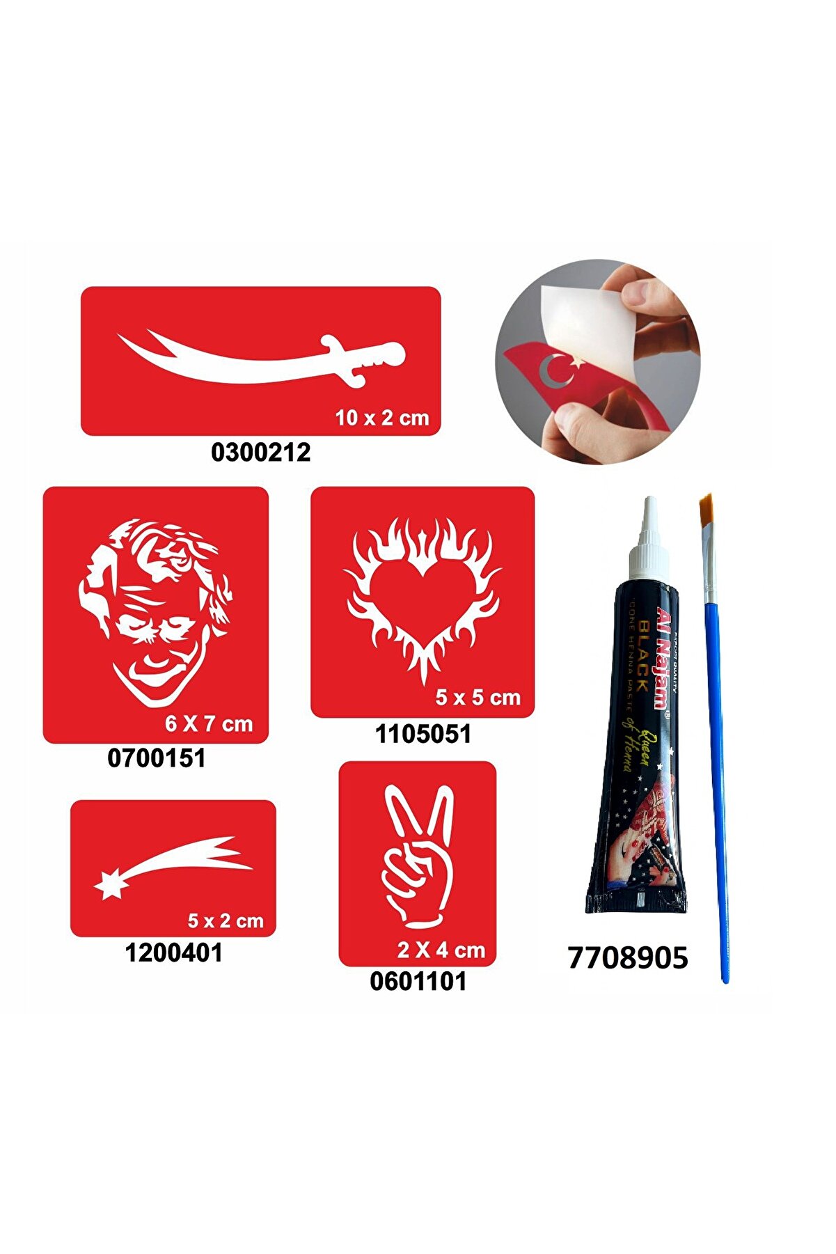 Ai̇rbrush Tattoo Kılıç Joker Desenleri̇ Hi̇nt Kınası Ile Geçi̇ci̇ Dövme Yapma Seti̇