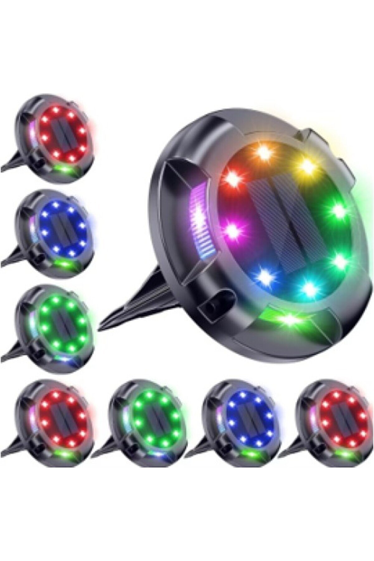4 Lü Solar Panelli̇ Kazıklı Zemi̇n Solar Ledi̇ 8+4 Led Rgb