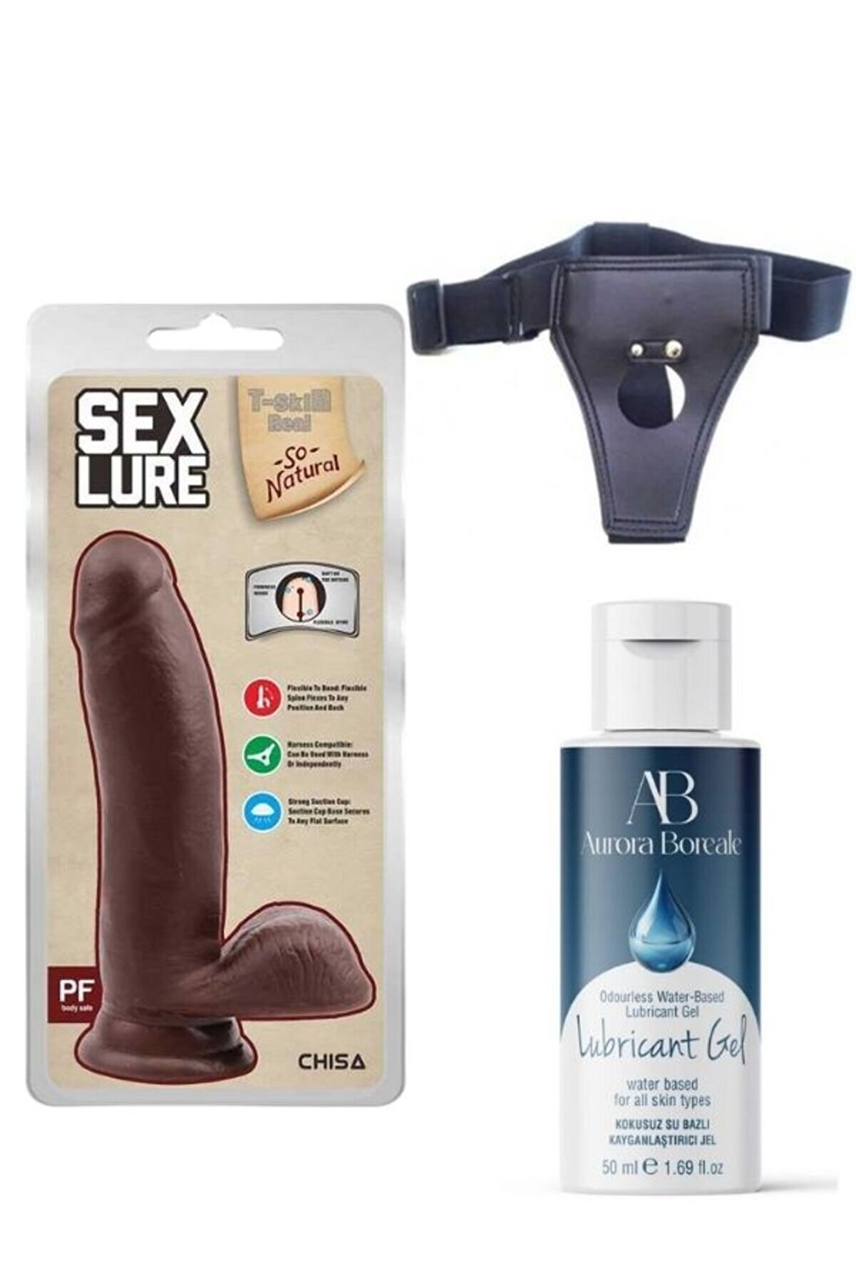 devirhesapdevri Censan Belden Bağlamalı Kayganlaştırıcı Set Sex Lure Kıkırdaklı Gerçekçi Dildo - 17.5cm