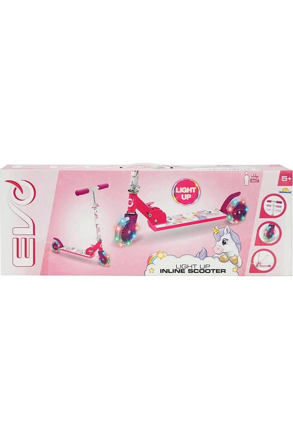 gizmurstore EVO SCOOTER 2TKR UNİCORN IŞIKLI MAX 50 KG