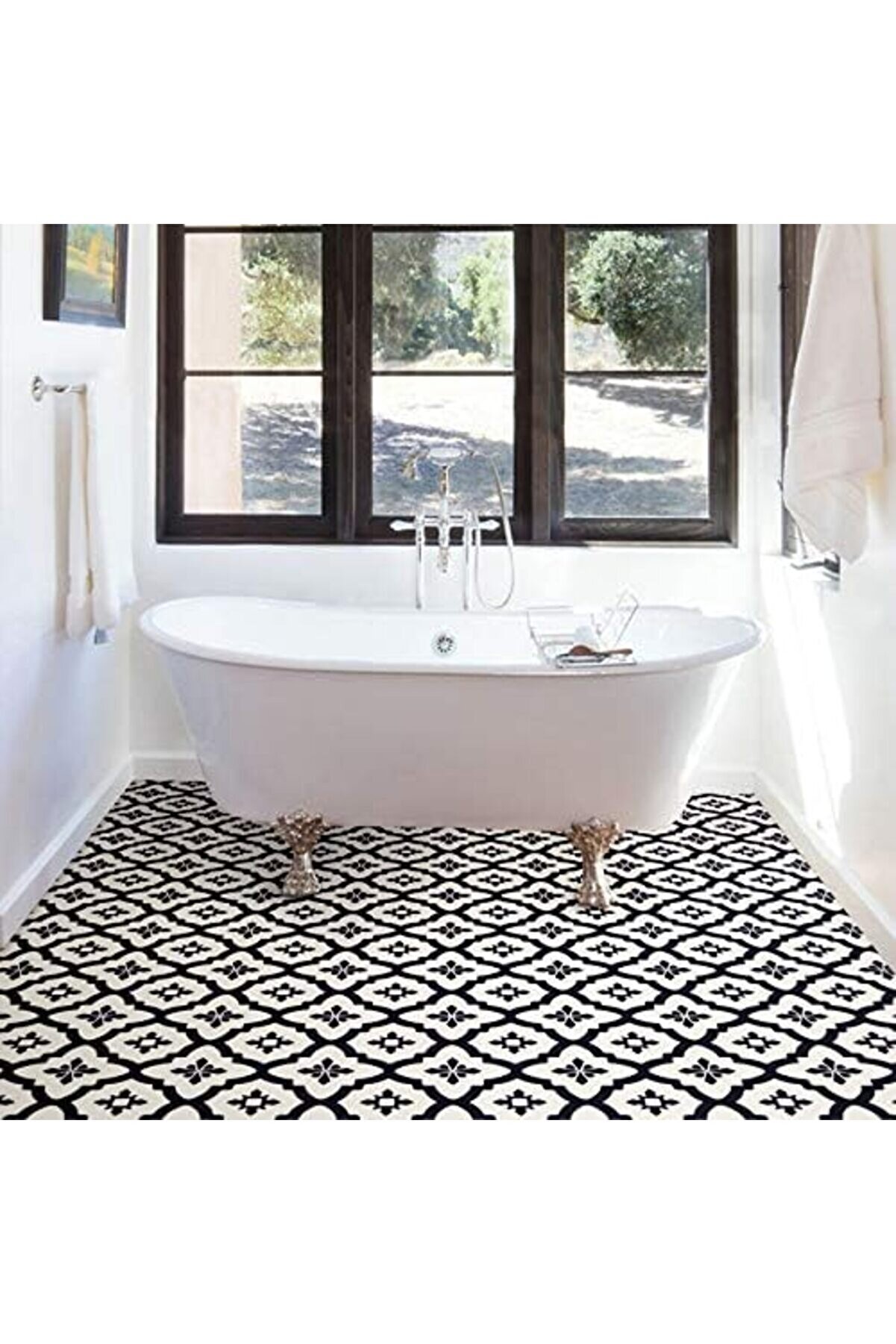 Snshop Wallpops Fp2480 Comet Peel & Sti̇ck Yer Fayansı, Si̇yah, 10 Adet 467437