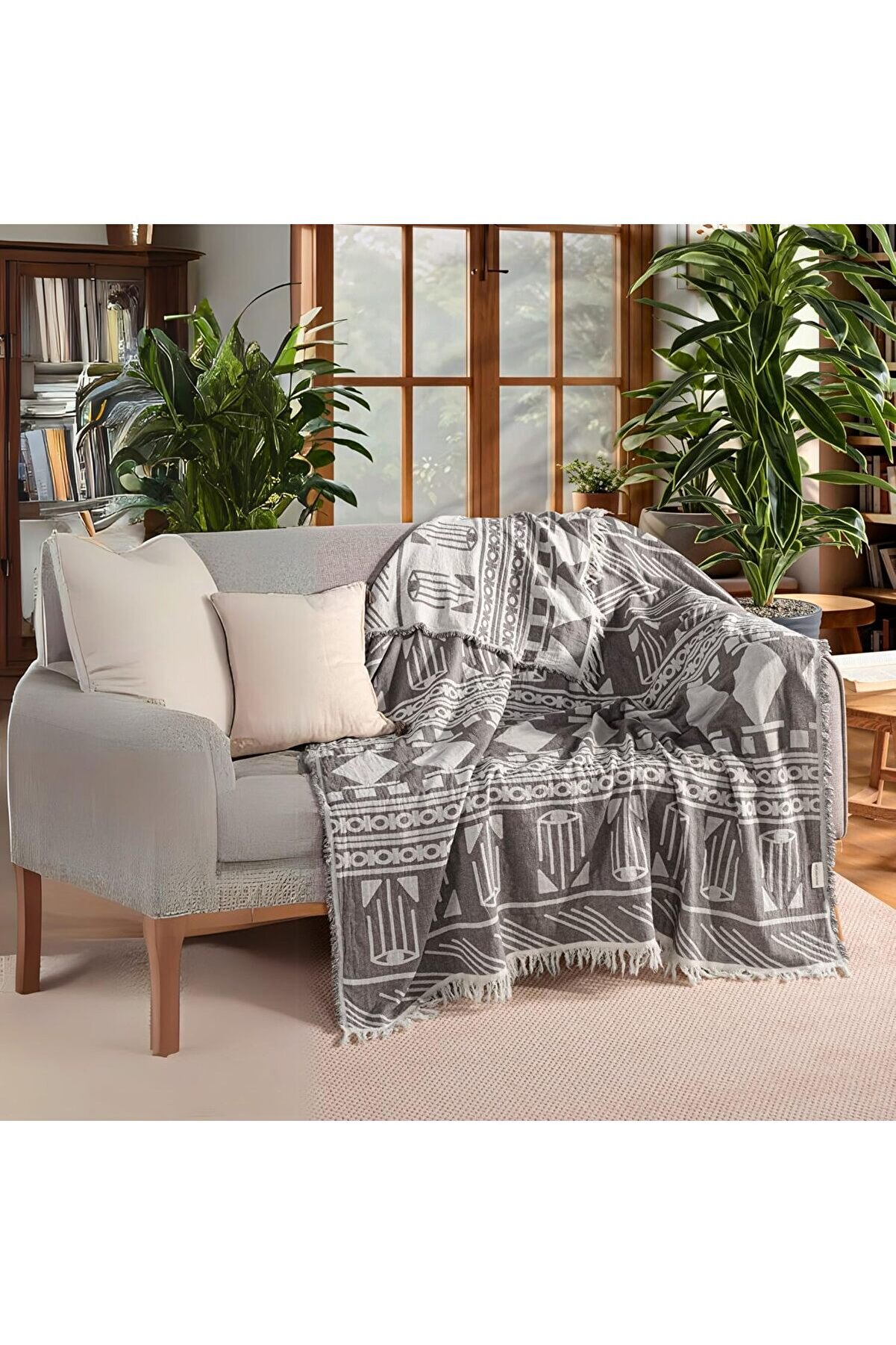 STOREMAX TknszrShop TEKSTIL Lüks 100% Pamuk Koltuk Şalı TV Battaniyesi, Geniş 130x170 cm Yüksek Kaliteli
