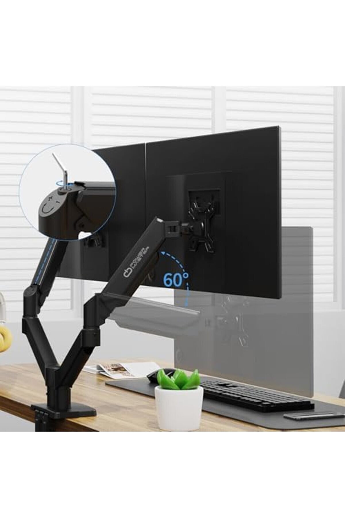 Vegashop 13-32" Lcd/Led Moni̇tör Çi̇ft Tutucu, Kol Amorti̇sörlü, Vesa, Moni̇tör Standı 2-20 Kg, Ga