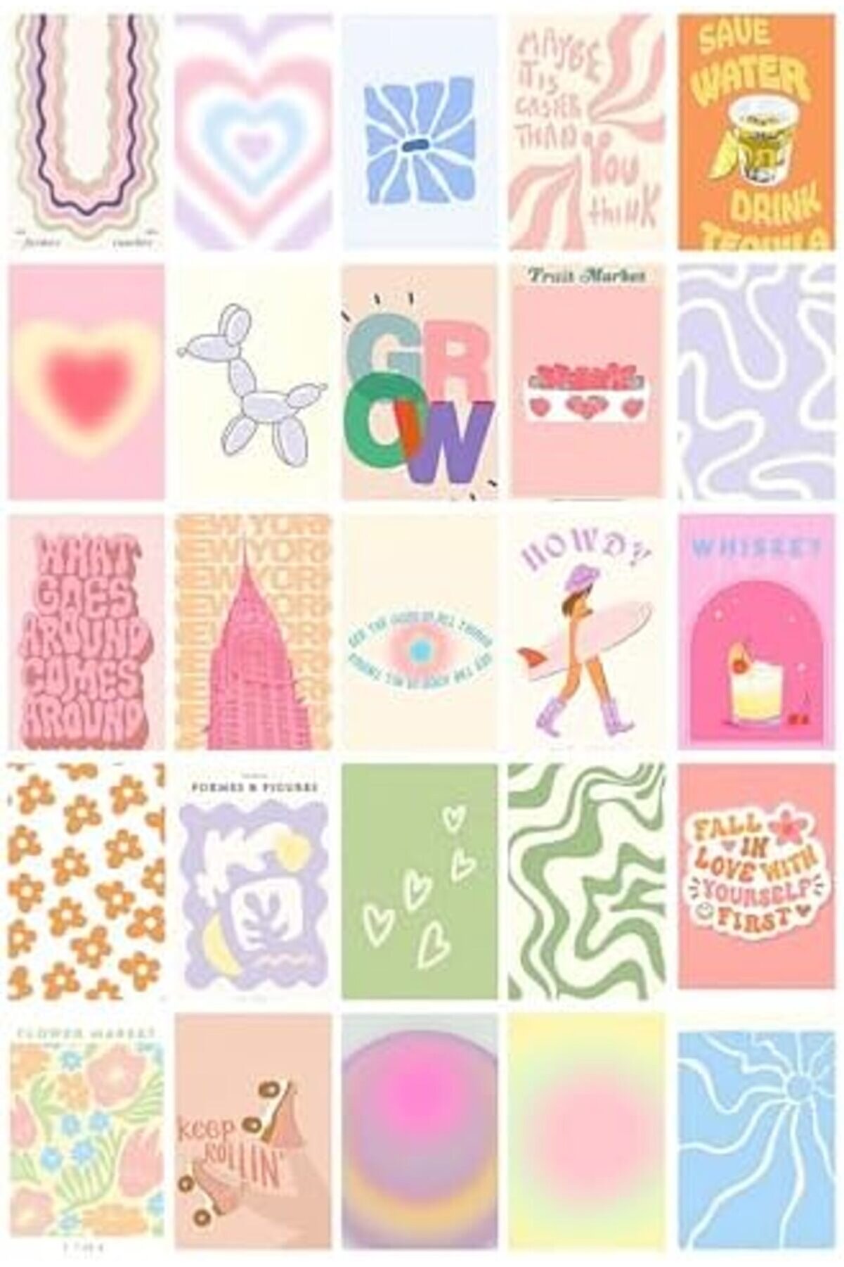 Oskyshopc Dani̇sh Pastel Temalı 90 Adet Duvar Poster Seti̇, Özel Tasarım Kutulu, Oda Dekoru (Ggk-K014)