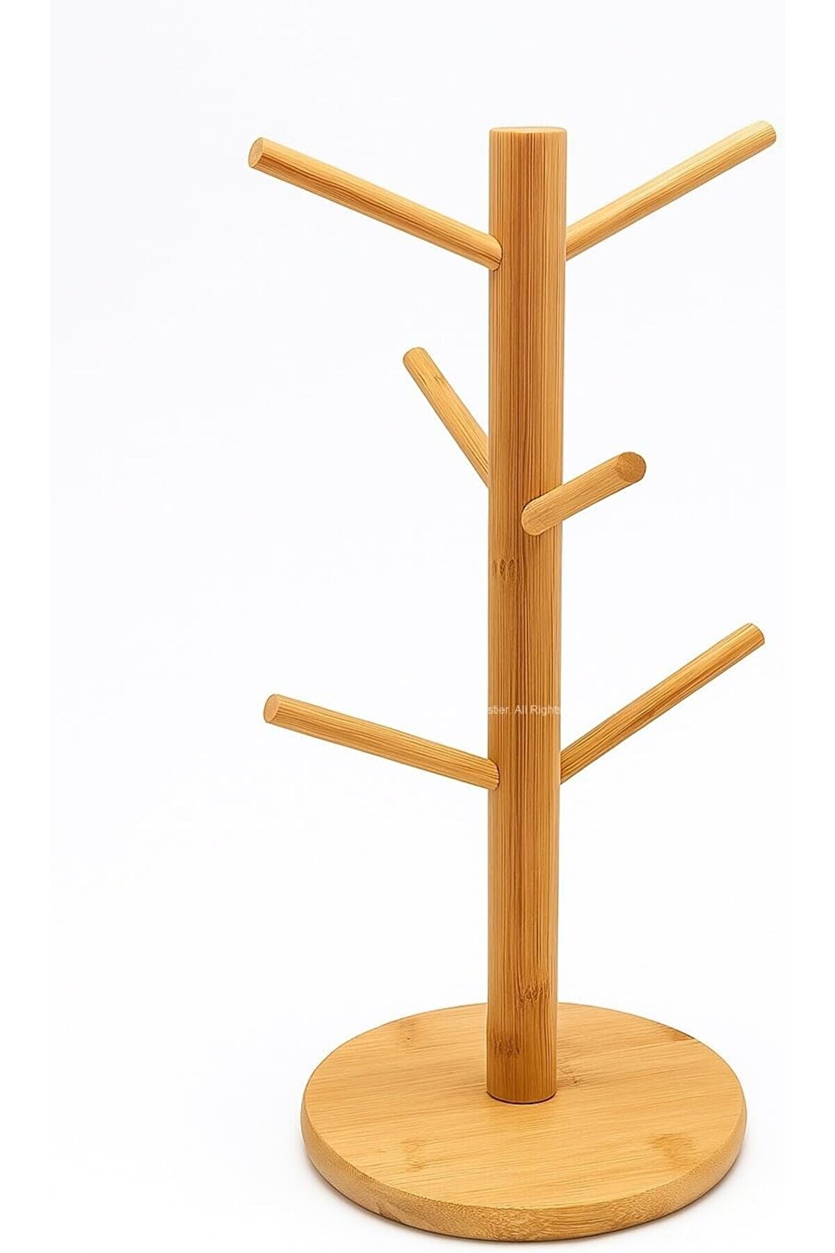 STOREMAX Ahşap Bambu Kupa Bardak Askısı 6'lı Stand Doğal Mutfak Tezgahı İçin Kupa Standı Bardak Tutu