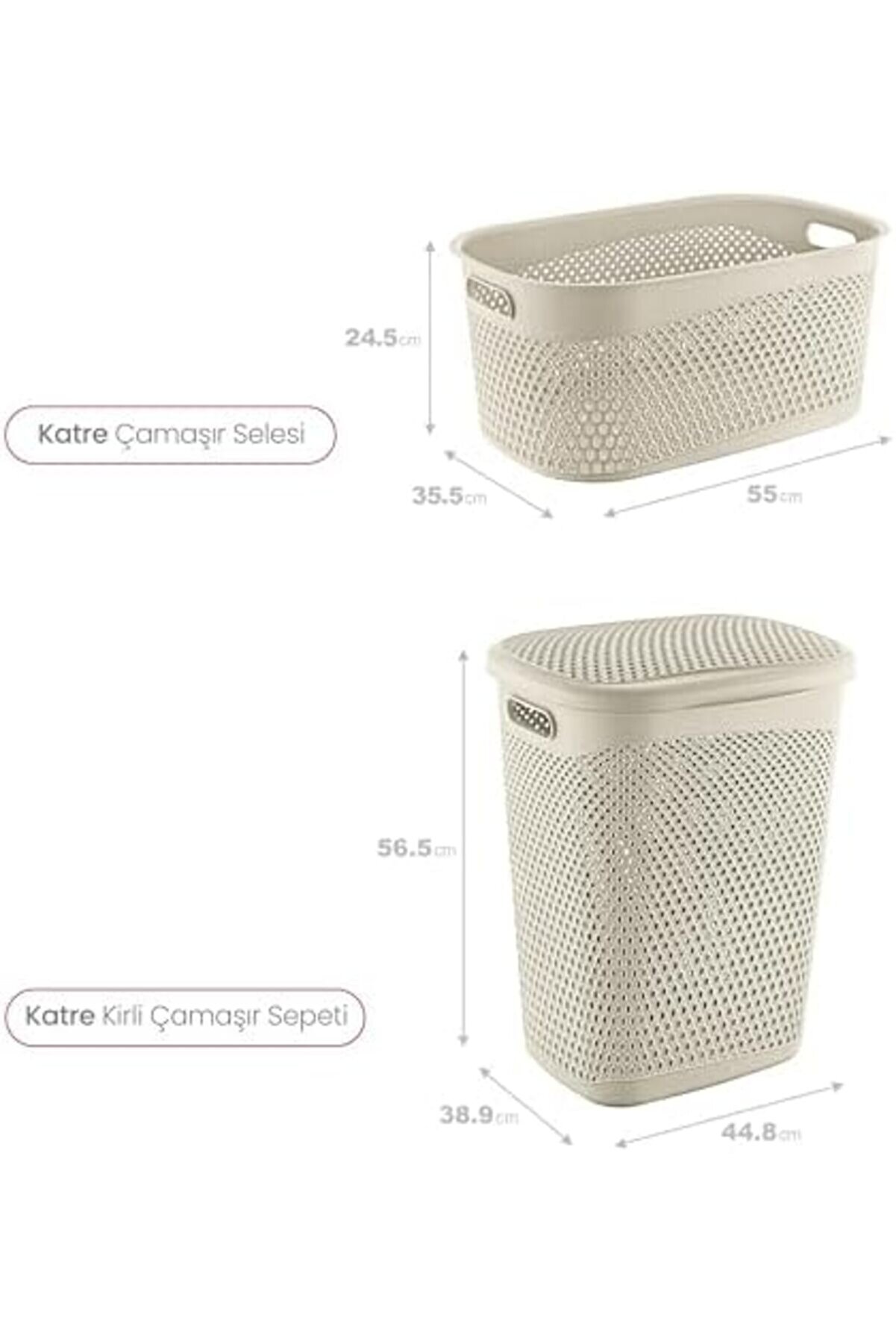 Aclyashop Katre Ki̇rli̇ Çamaşır Sepeti̇ Ve Çamaşır Selesi̇ Set Trn58548