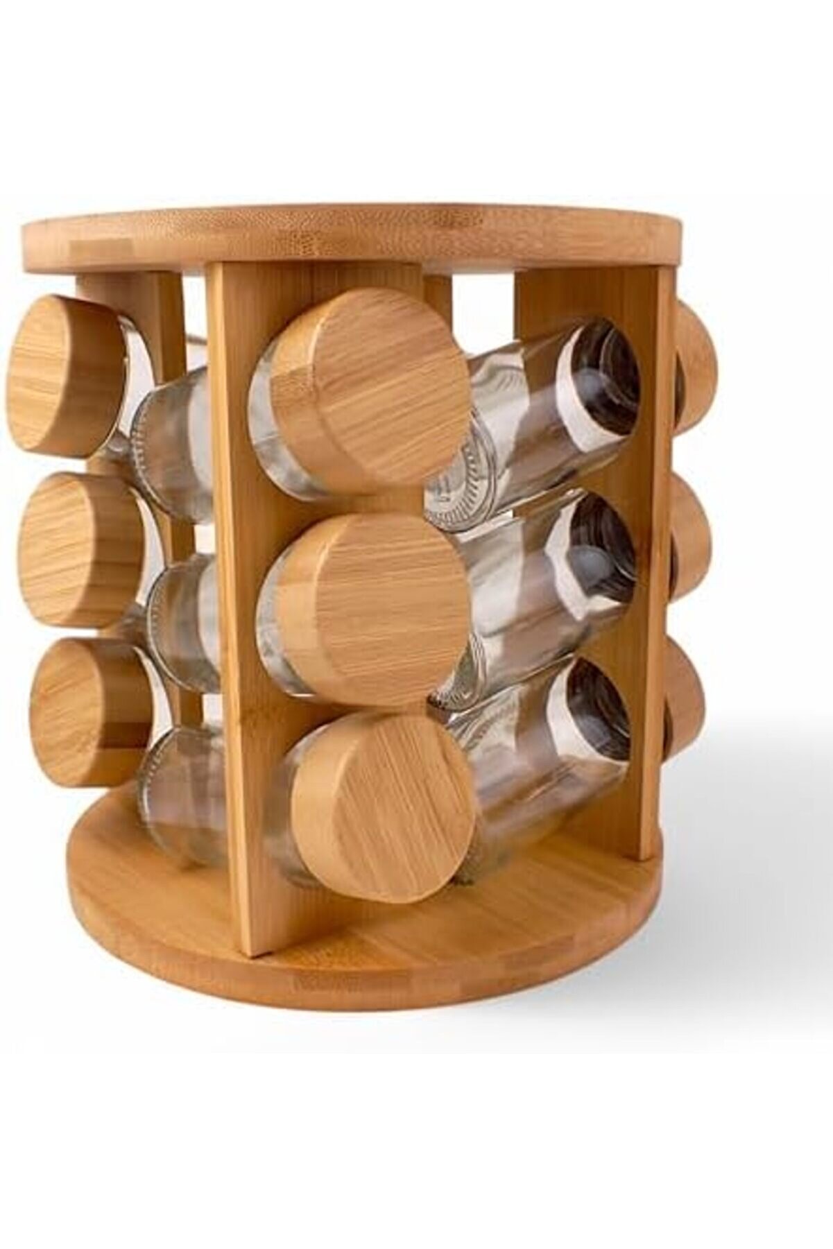 Ynsshopi̇ng Bambu Döner Şık Seti̇ 13 Parça, Mutfak Tezğahına Uygun Bambu Yer Kaplamayan Cam Şi̇şe Döner