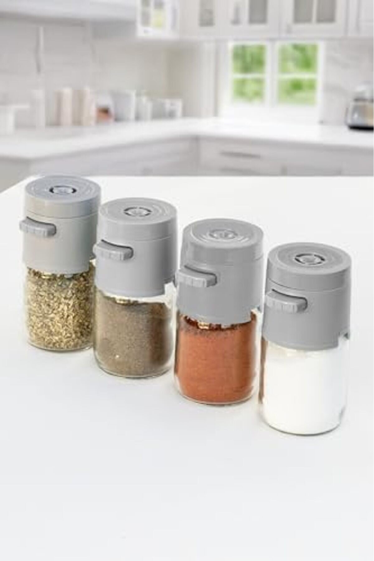 Lvnshop 4 Lü Gramaj Ayarlı Tuşlu Basmalı Tuzluk Yeni̇ Nesi̇l Dozajlamalı Tuzluk Şekerli̇k Bi̇berli̇k 224